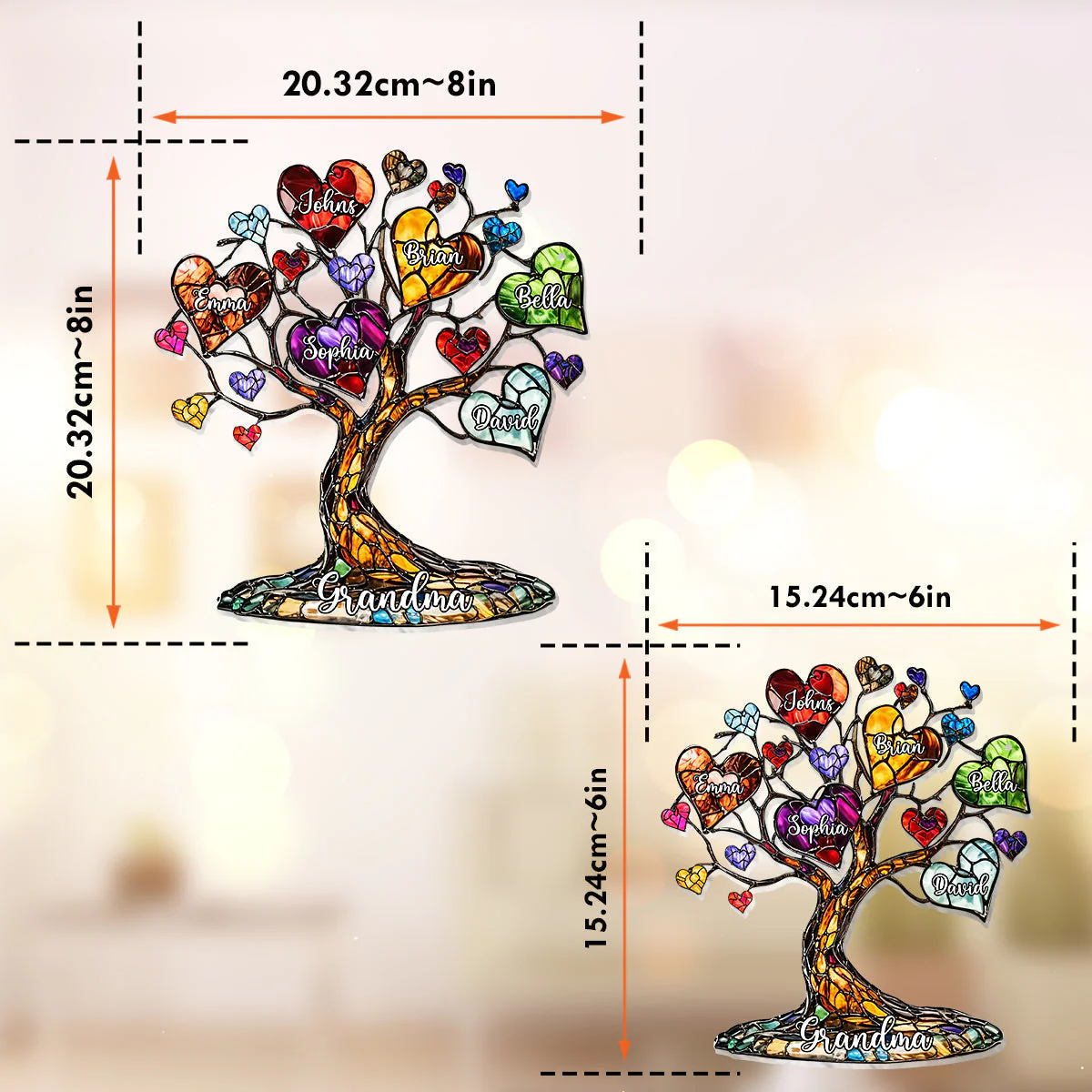 Personalized Mother Window Hanging Suncatcher Ornament - Mom Grandma Heart Tree - Image 4