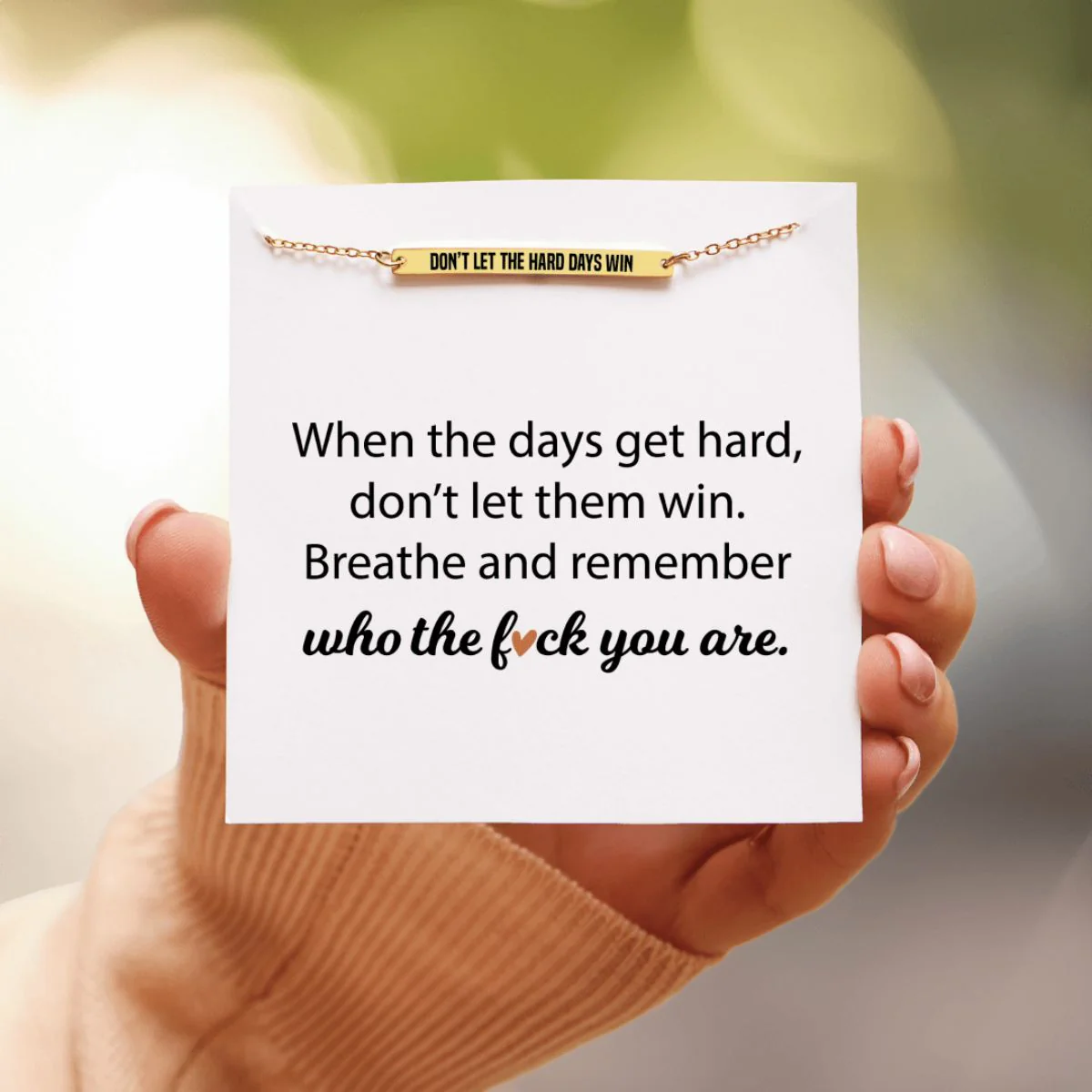Personalized Motivational Bar Brecelet Don't Let The Hard Days Win - Gift For Family, Friend - Image 8