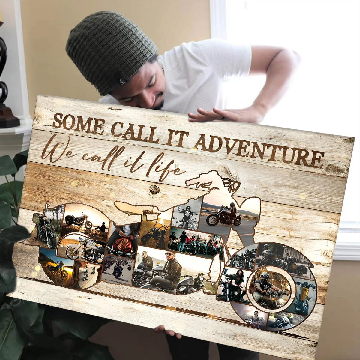 Personalized Motorcycle Photo Collage Poster Some call it adventure we call it life - Image 2