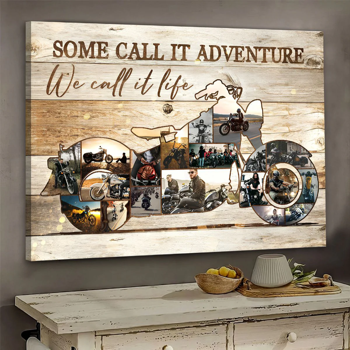 Personalized Motorcycle Photo Collage Poster Some call it adventure we call it life - Image 3