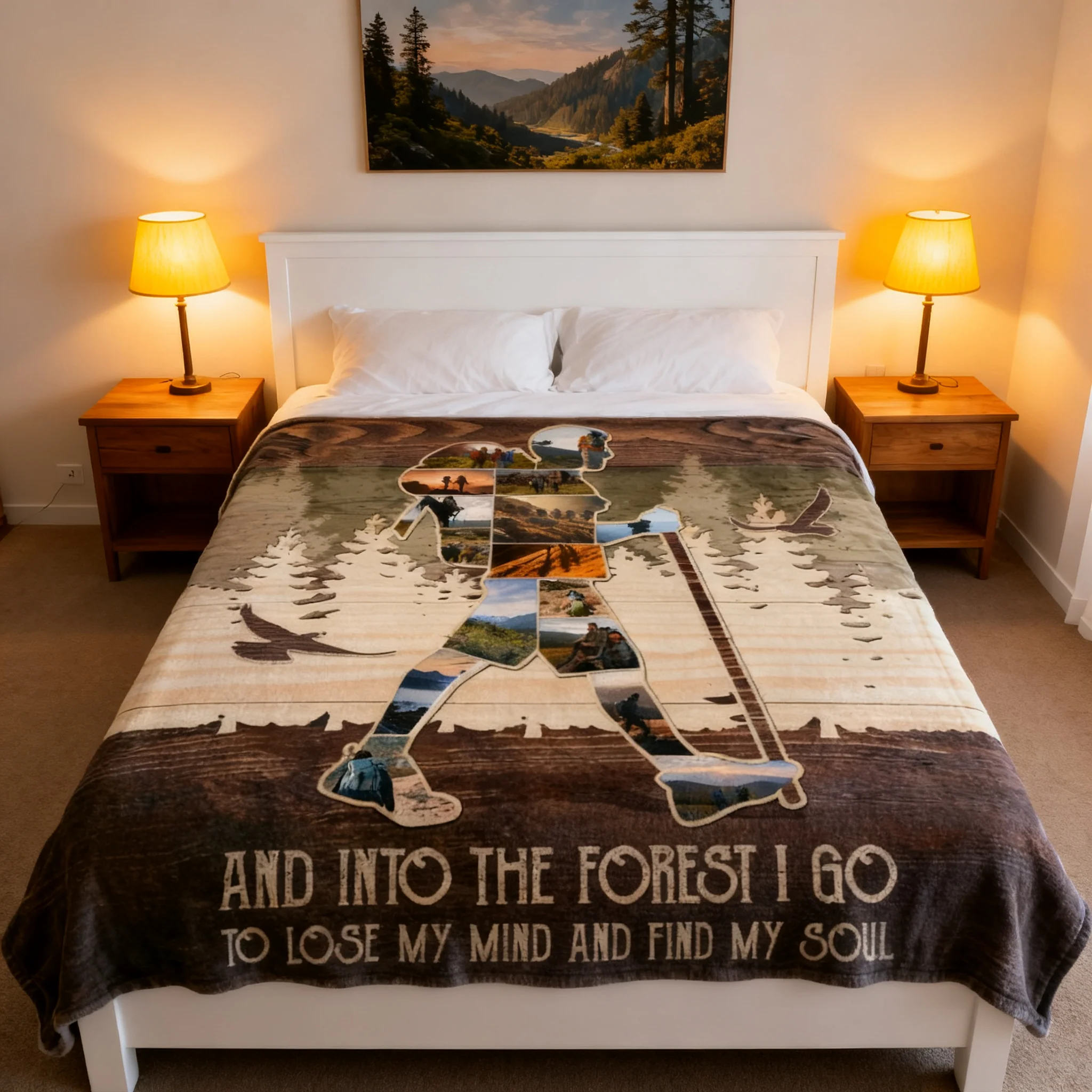 Personalized Mountain Hiking Photo Collage Blanket, Outdoorsy Gifts Hiking Gift for Hikers - Image 2