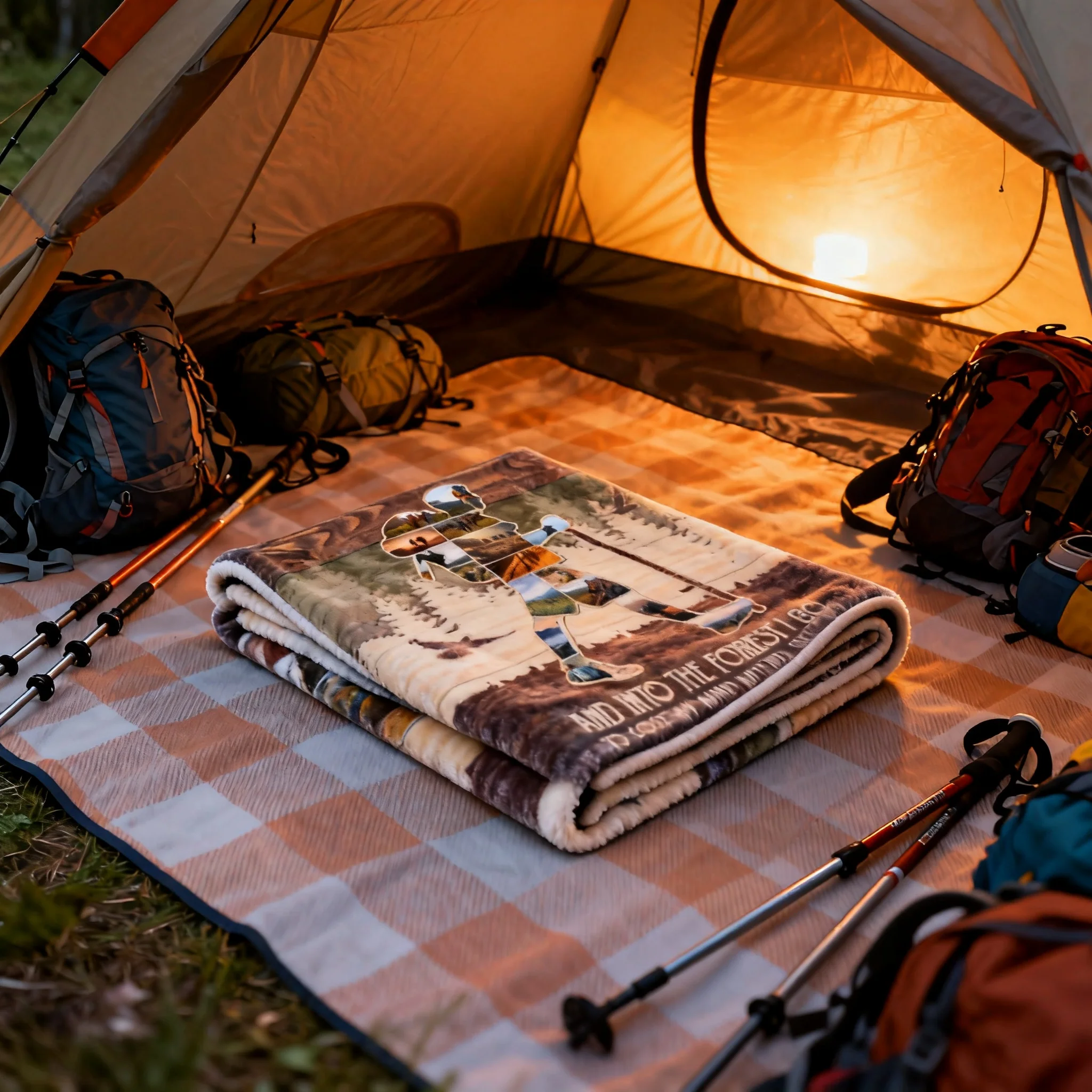 Personalized Mountain Hiking Photo Collage Blanket, Outdoorsy Gifts Hiking Gift for Hikers - Image 3