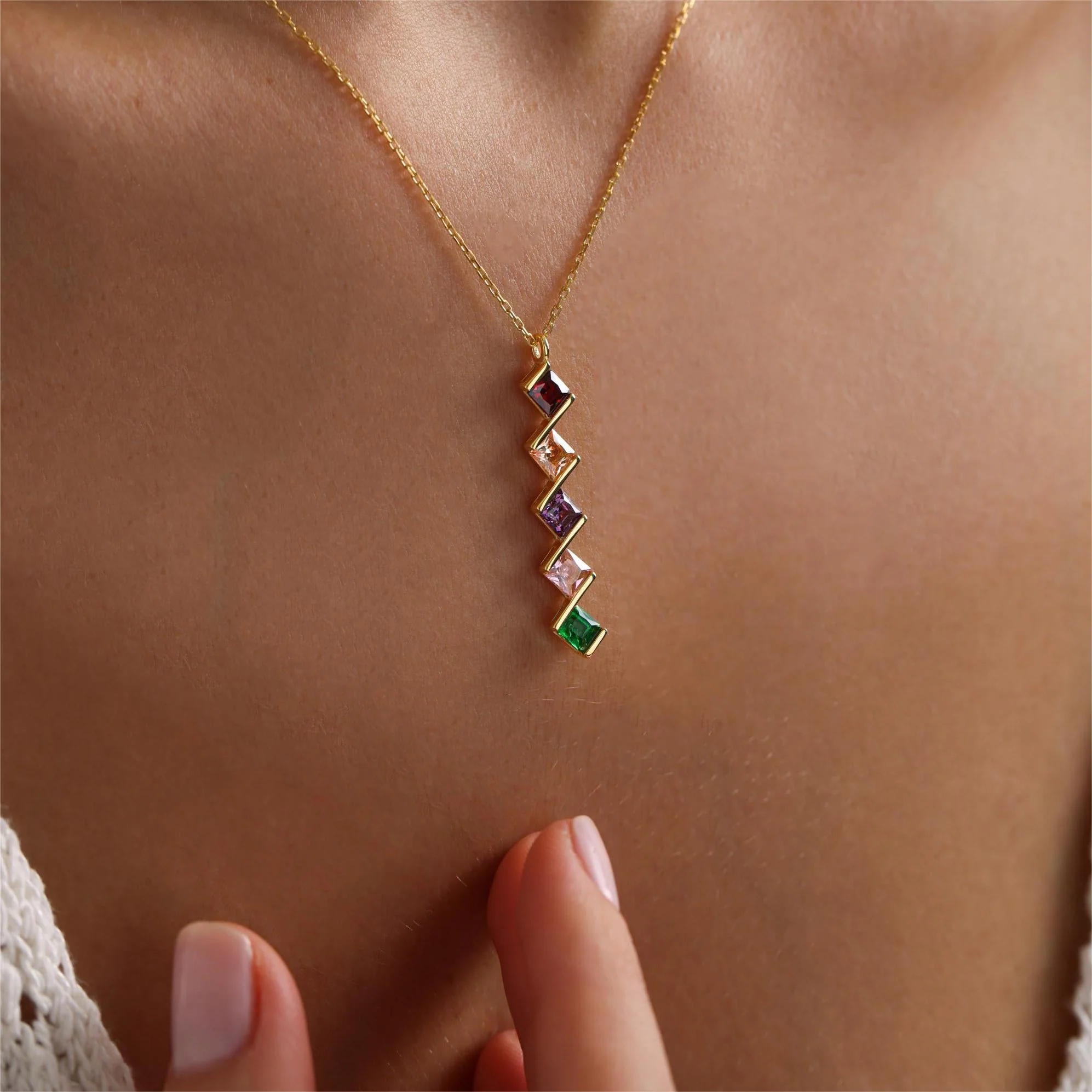 Personalized Multi Family Birthstone Necklace - Image 3