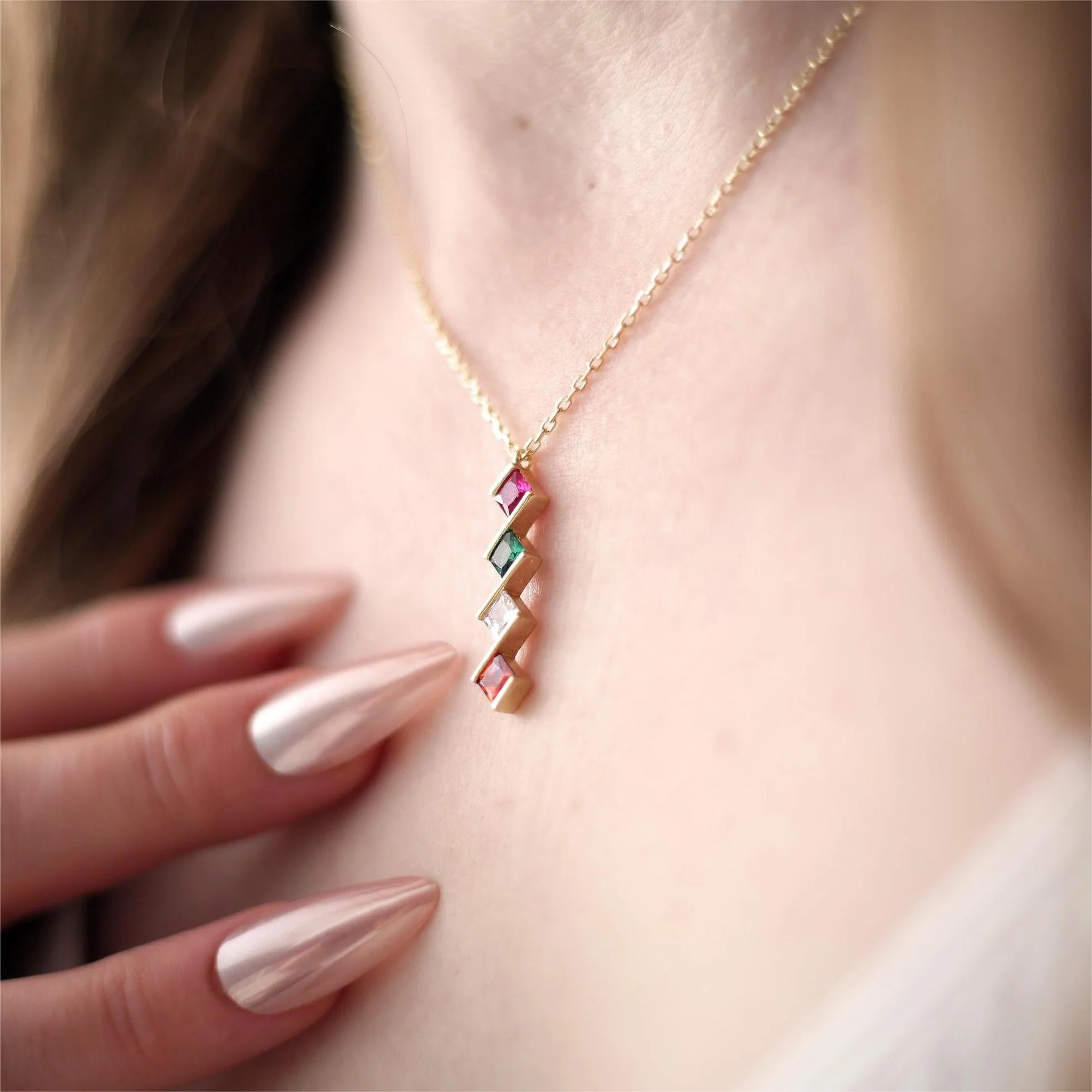 Personalized Multi Family Birthstone Necklace - Image 5