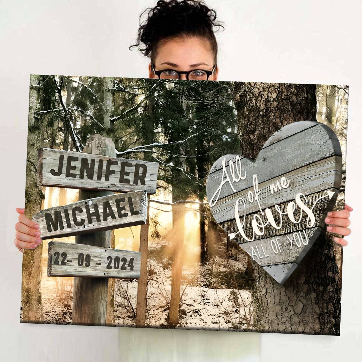 Personalized Multi Landscape Couple Gift Canvas Poster, All Of Me Loves All Of You, Valentines Day Sign - Image 4