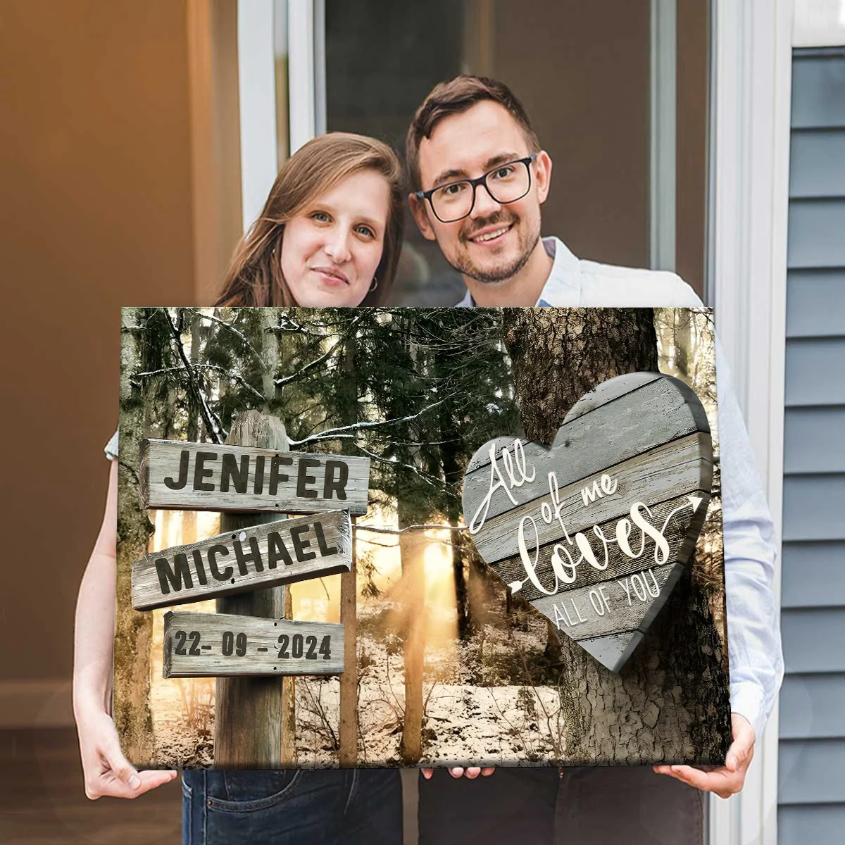 Personalized Multi Landscape Couple Gift Canvas Poster, All Of Me Loves All Of You, Valentines Day Sign - Image 5