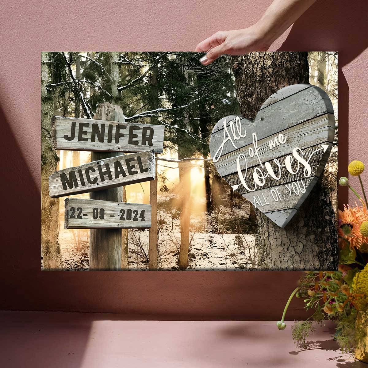 Personalized Multi Landscape Couple Gift Canvas Poster, All Of Me Loves All Of You, Valentines Day Sign - Image 6