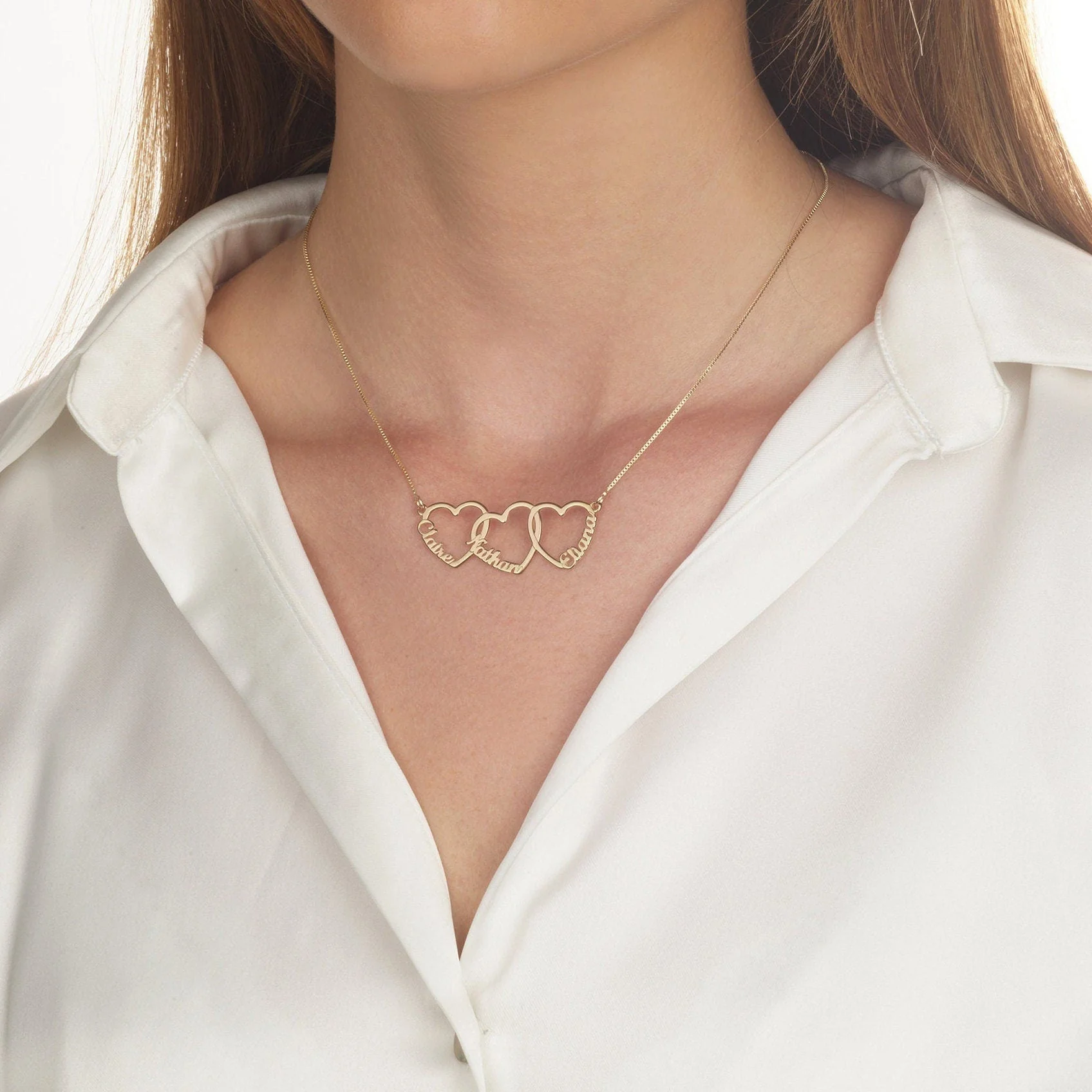 Personalized Multiple Heart Necklace Gift for Mom With Kids Names - Image 5