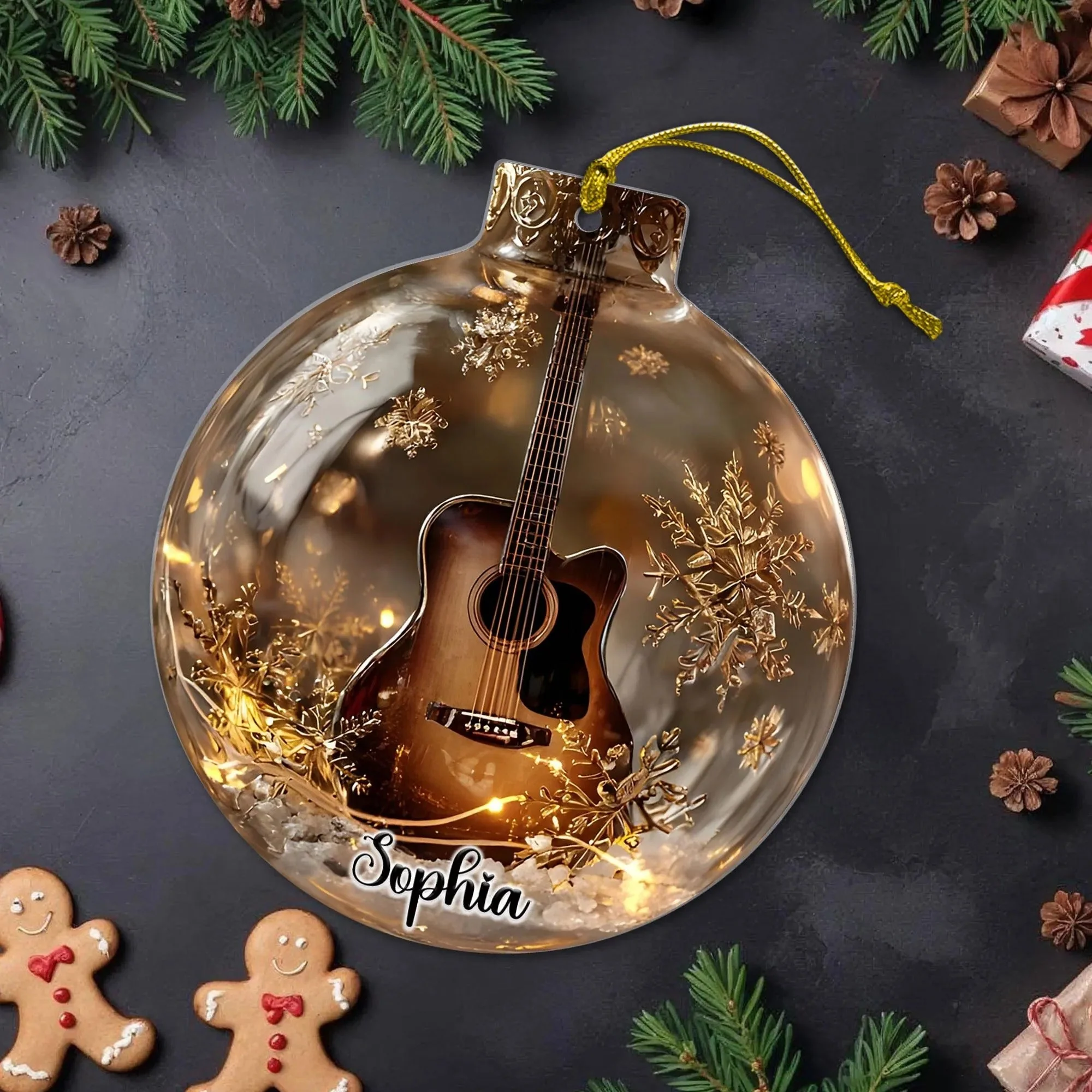 Personalized Music Instruments Piano, Violin, Drum & Guitar Globe Ornament - Image 2