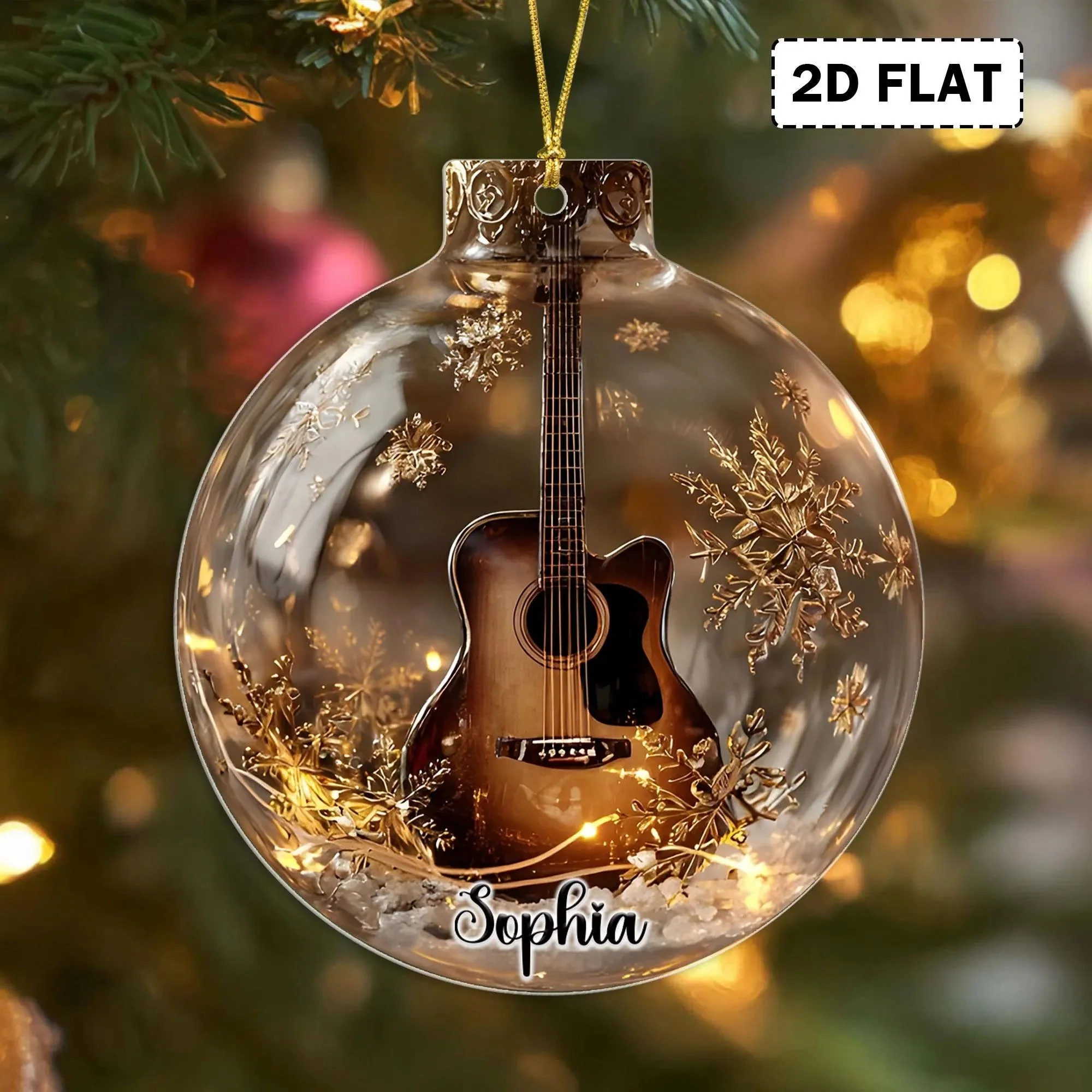Personalized Music Instruments Piano, Violin, Drum & Guitar Globe Ornament - Image 4