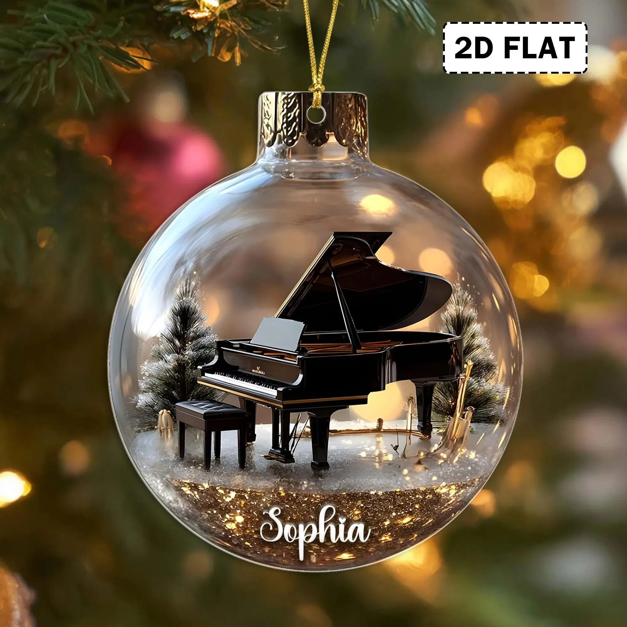Personalized Music Instruments Piano, Violin, Drum & Guitar Globe Ornament - Image 5