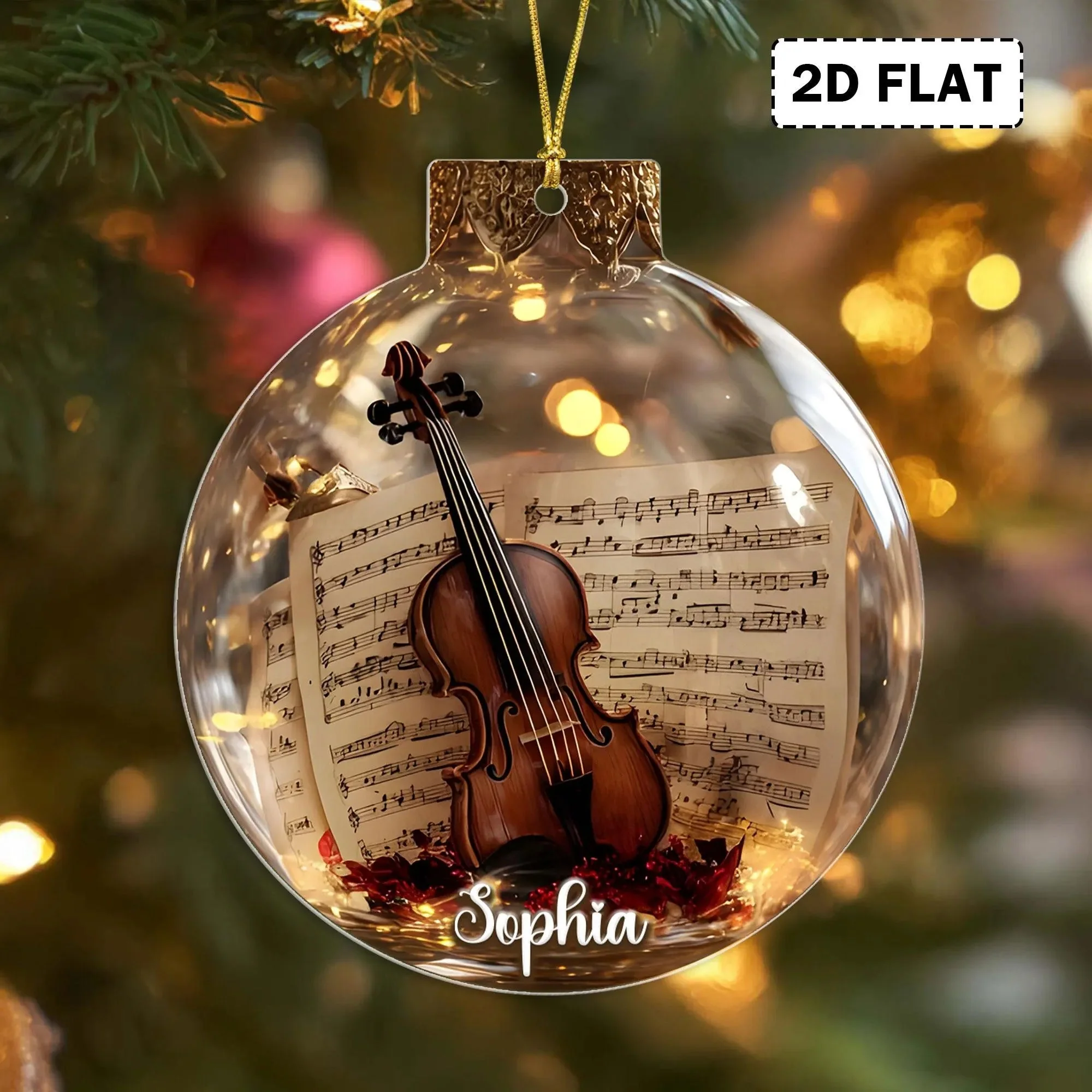 Personalized Music Instruments Piano, Violin, Drum & Guitar Globe Ornament - Image 7