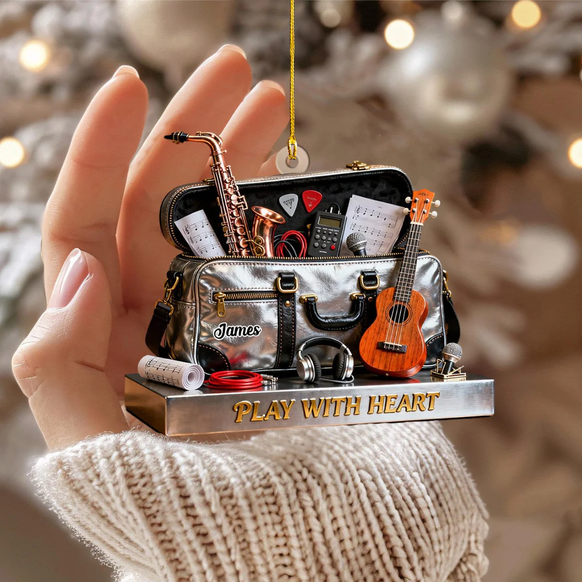 Personalized Musical Instrument Bag Themed Ornament,Musician Gift,Music Lover Gift - Image 2