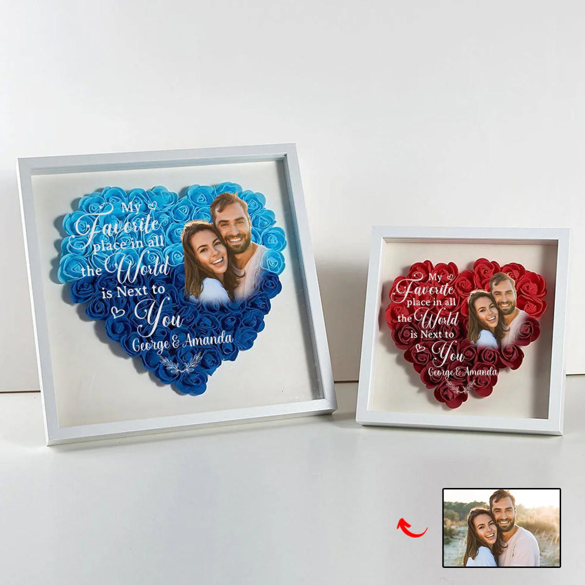 Personalized My Favorite Place In All The World Is Next To You Flower Shadow Box - Image 3