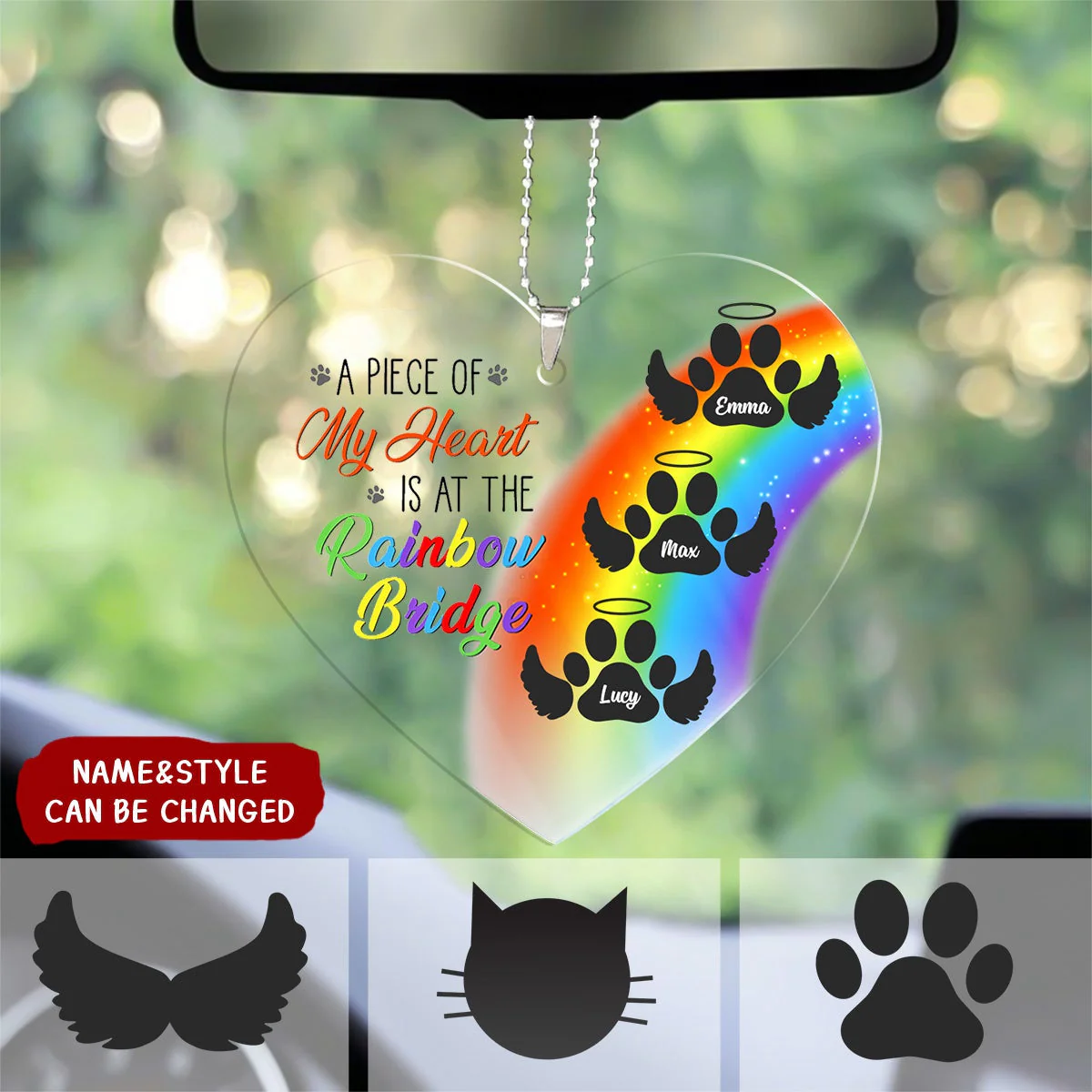 Personalized My Heart Is At The Rainbow Bridge Pet Memorial Acrylic Ornament - Image 2
