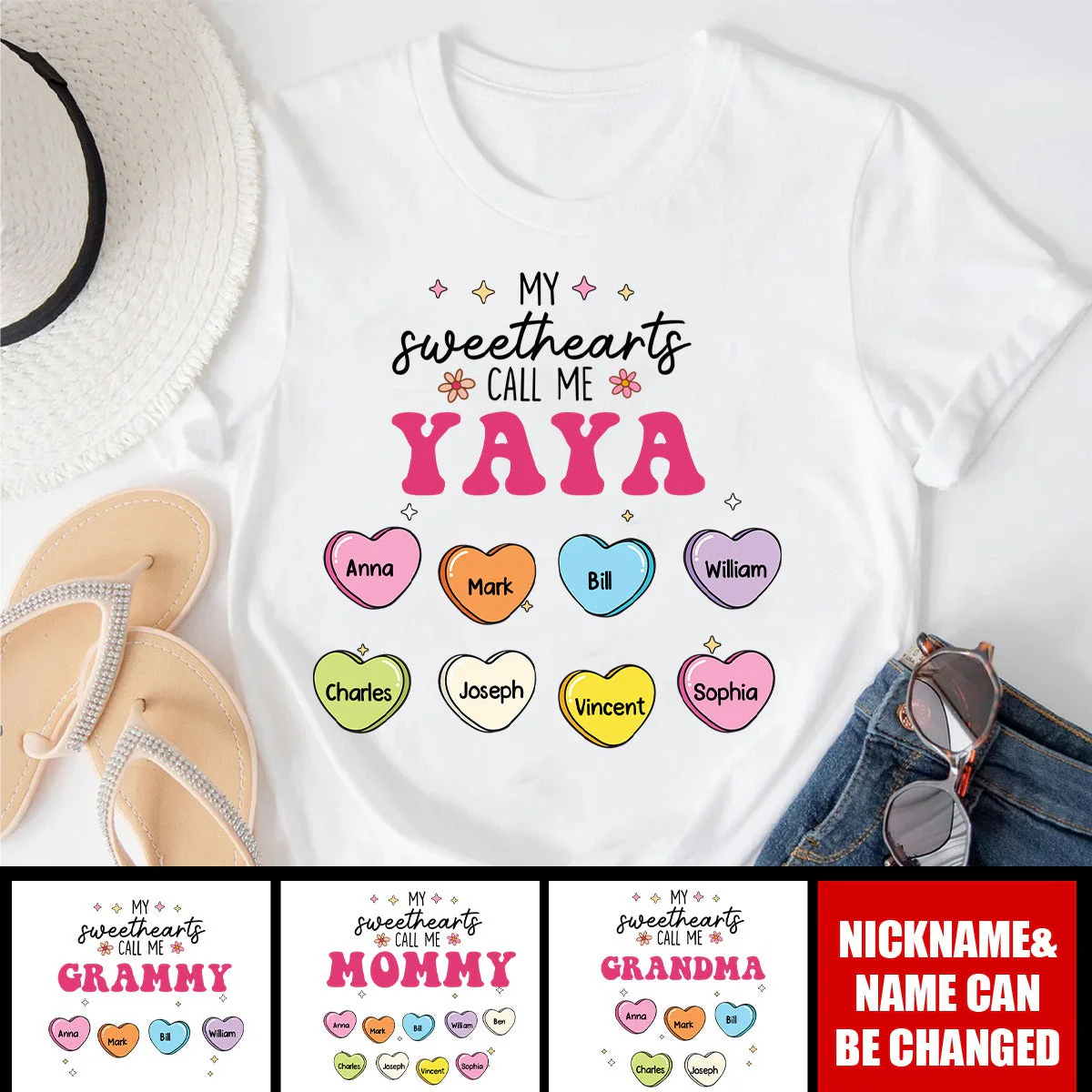 Personalized My Sweethearts Call Me Yaya Pure cotton T-shirt - Image 4