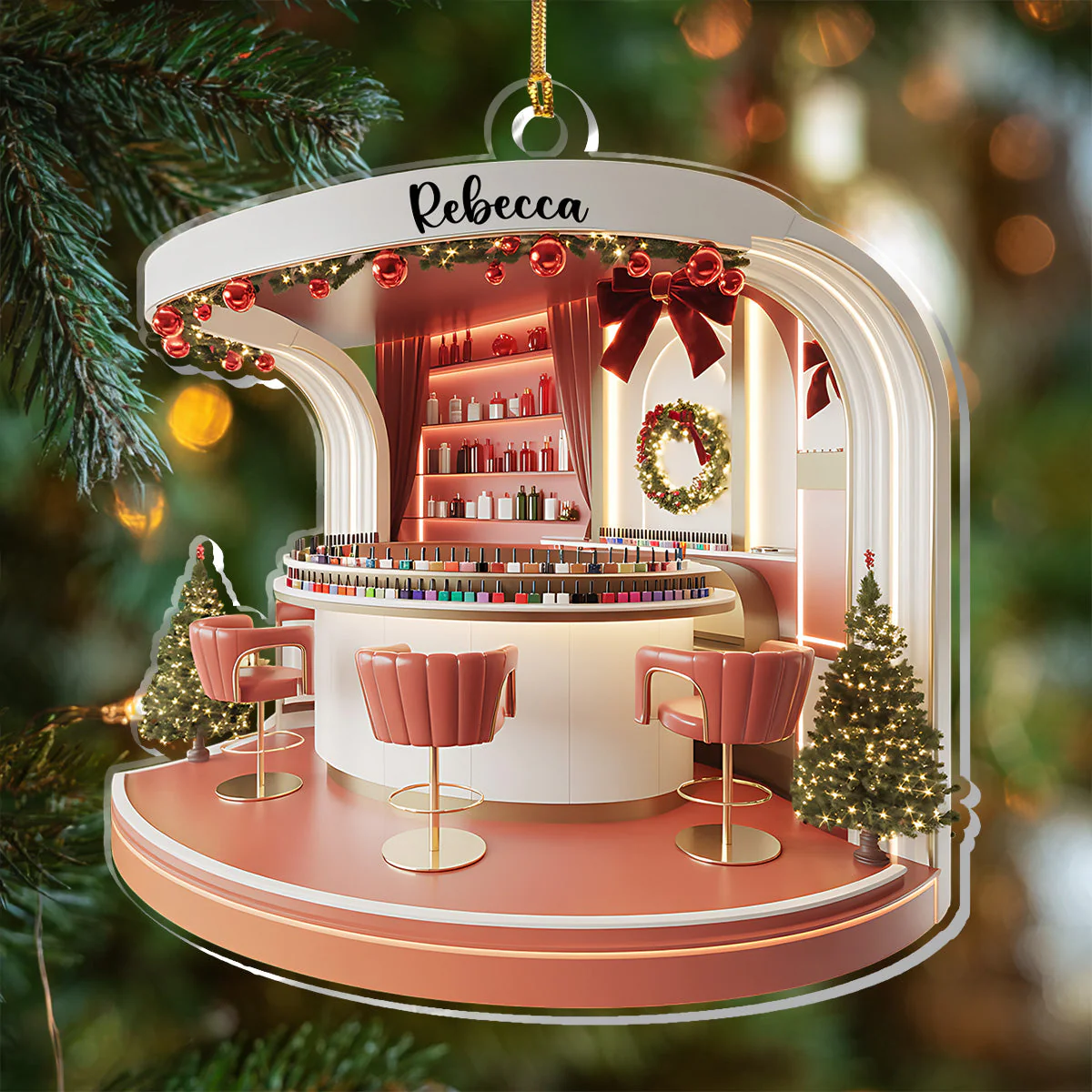 Personalized Nail Salon Acrylic Ornament - Image 3