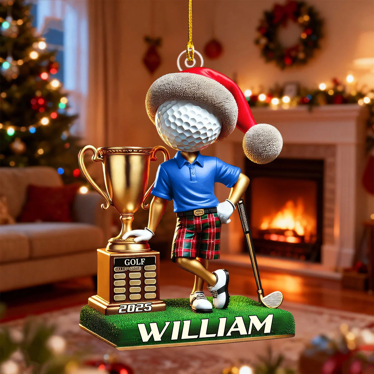 Personalized Name and Year Golf Champion Ornament - Image 2