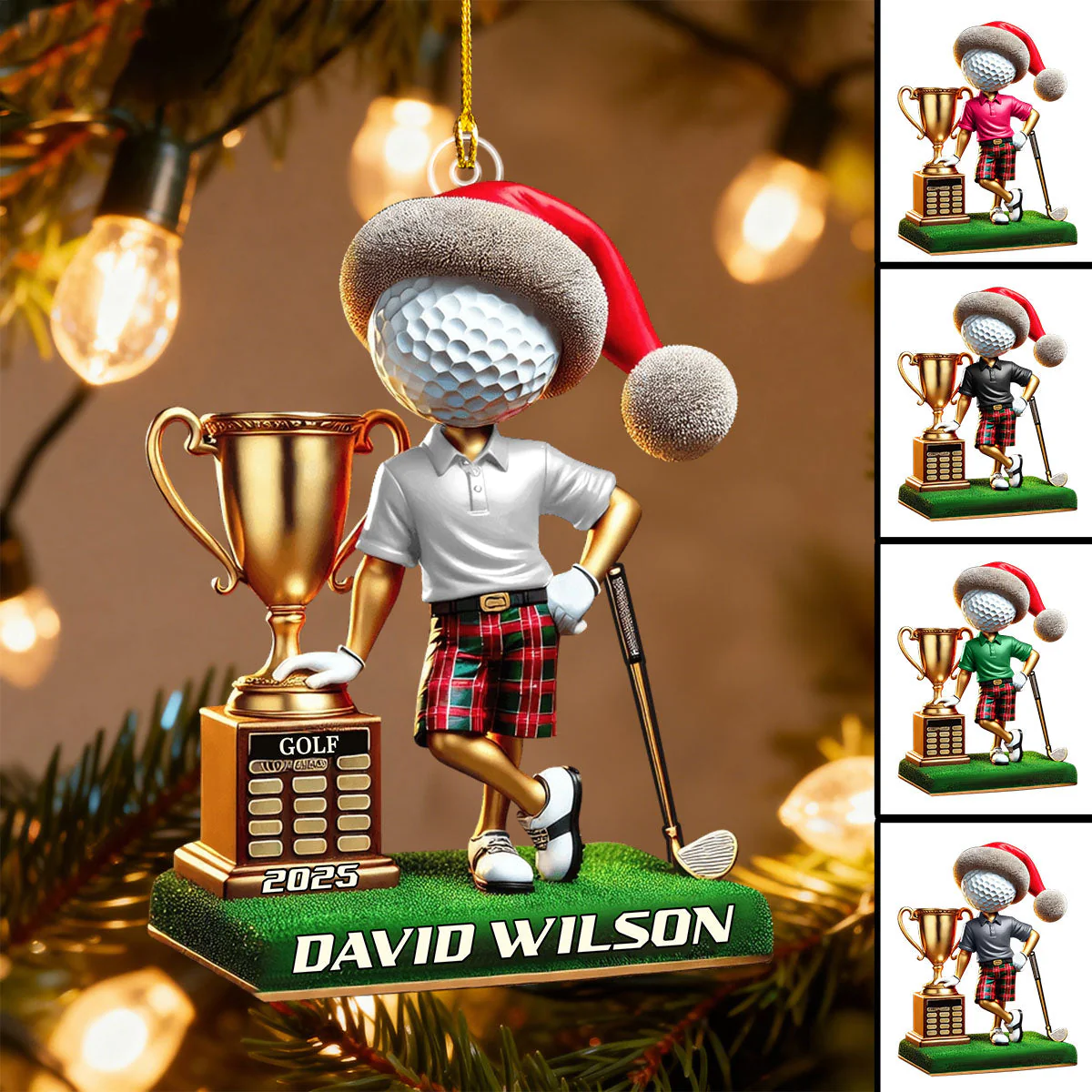 Personalized Name and Year Golf Champion Ornament - Image 4