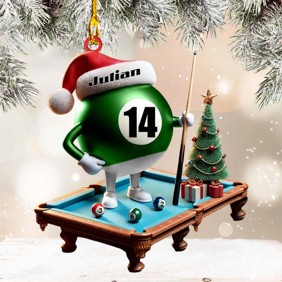 Personalized Name Billiard Ornament, Billiard Lover,Christmas Gift - Image 2