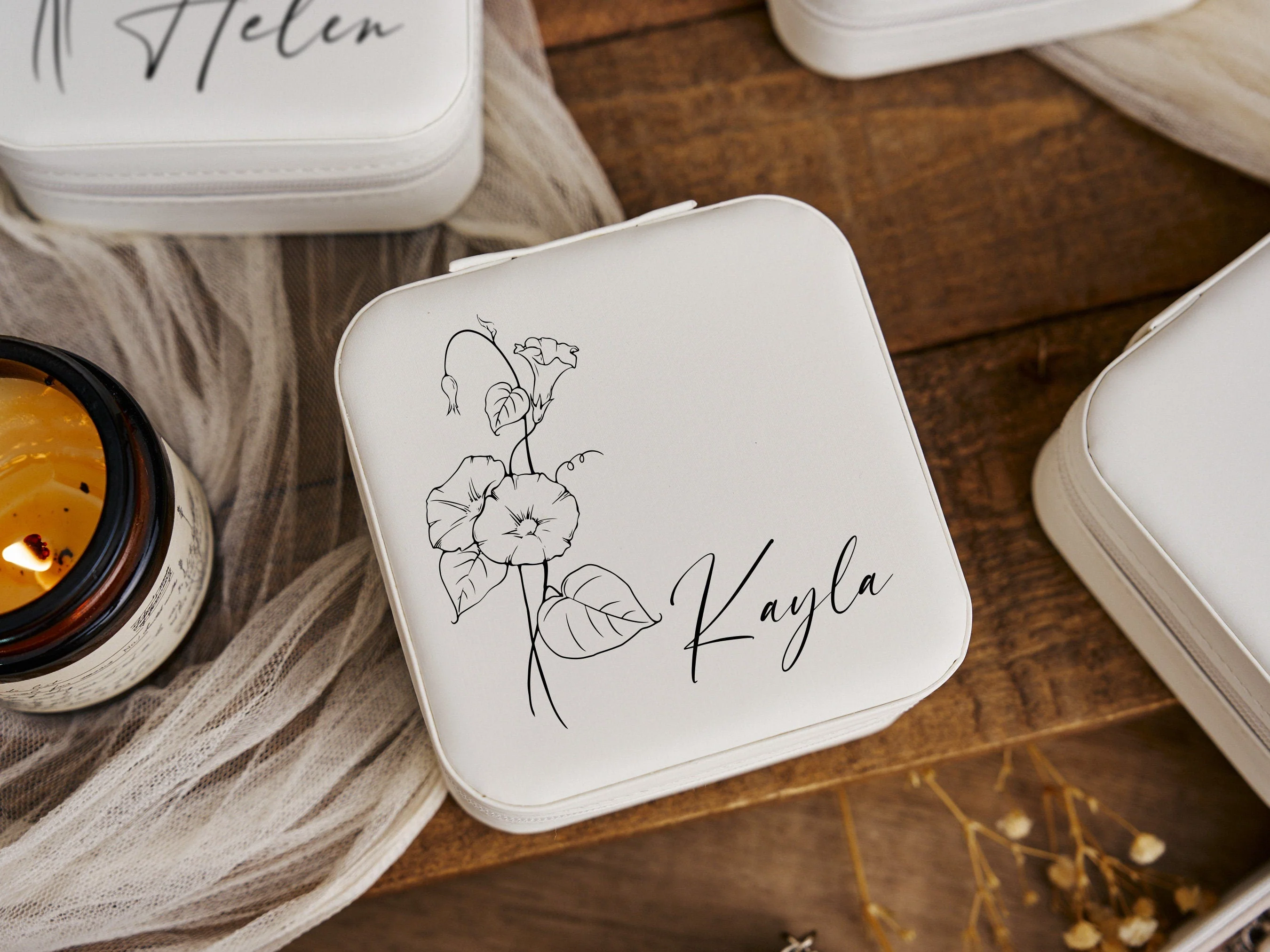 Personalized Name Birth Flower Jewelry Box - Image 4