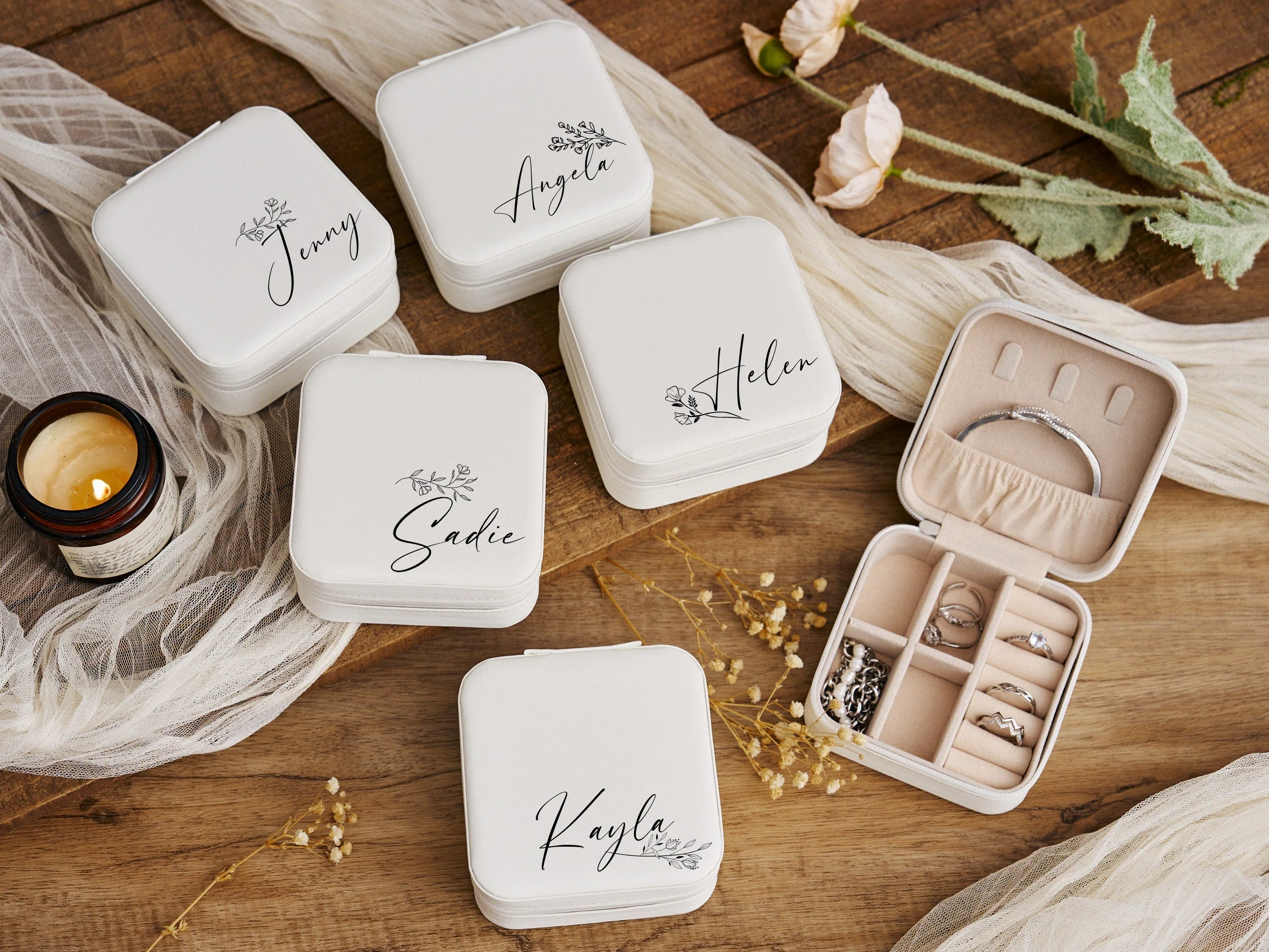 Personalized Name Birth Flower Jewelry Box - Image 5