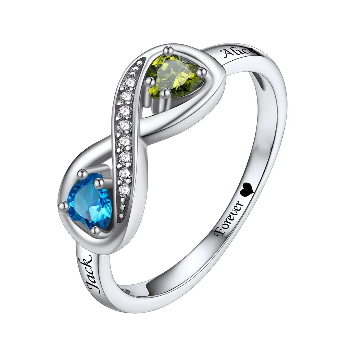 Personalized Name Birthstone Infinity Promise Ring