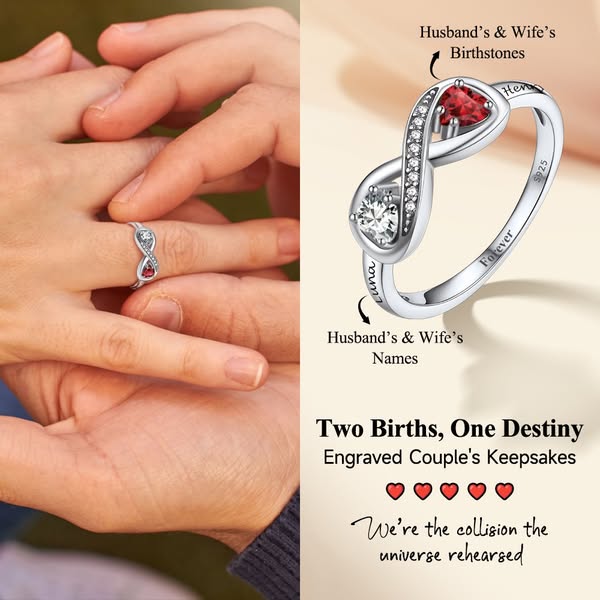 Personalized Name Birthstone Infinity Promise Ring - Image 2
