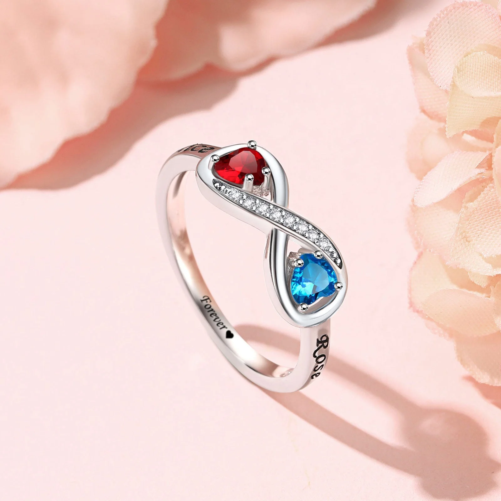 Personalized Name Birthstone Infinity Promise Ring - Image 3