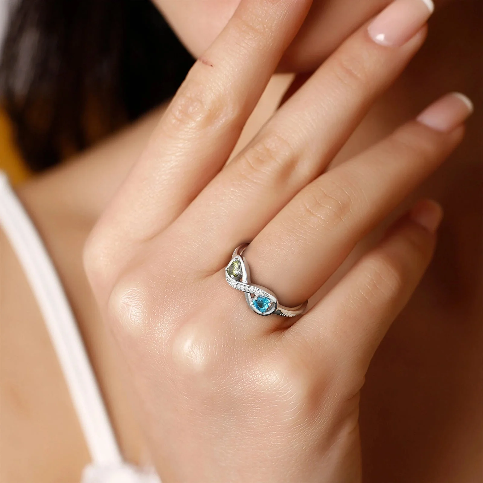 Personalized Name Birthstone Infinity Promise Ring - Image 5