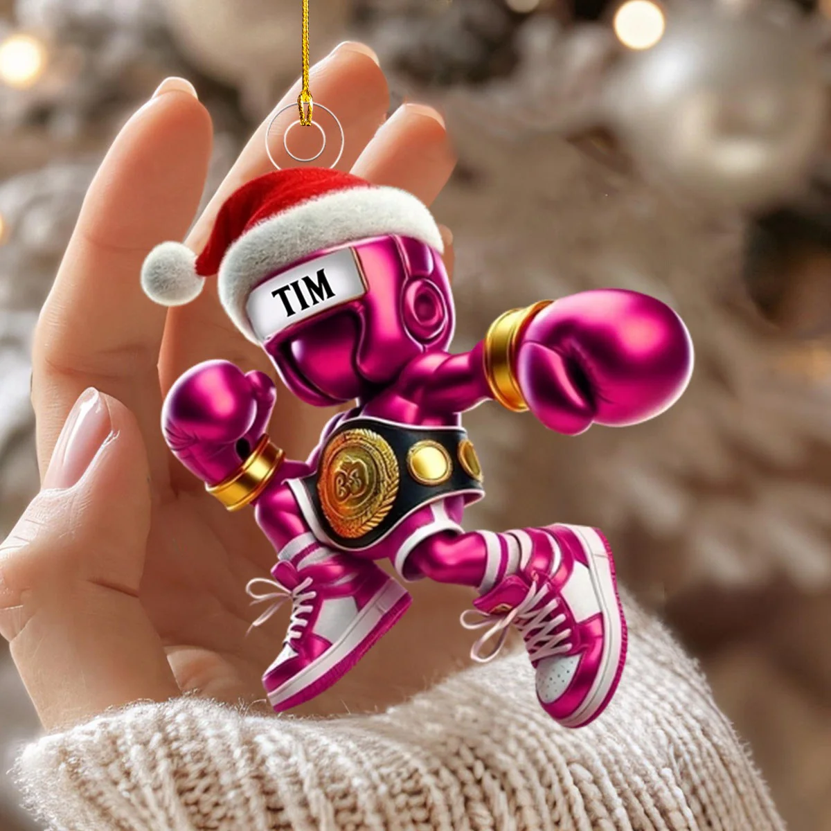 Personalized Name Boxing Ornament, Boxing Lover Christmas Gift - Image 3