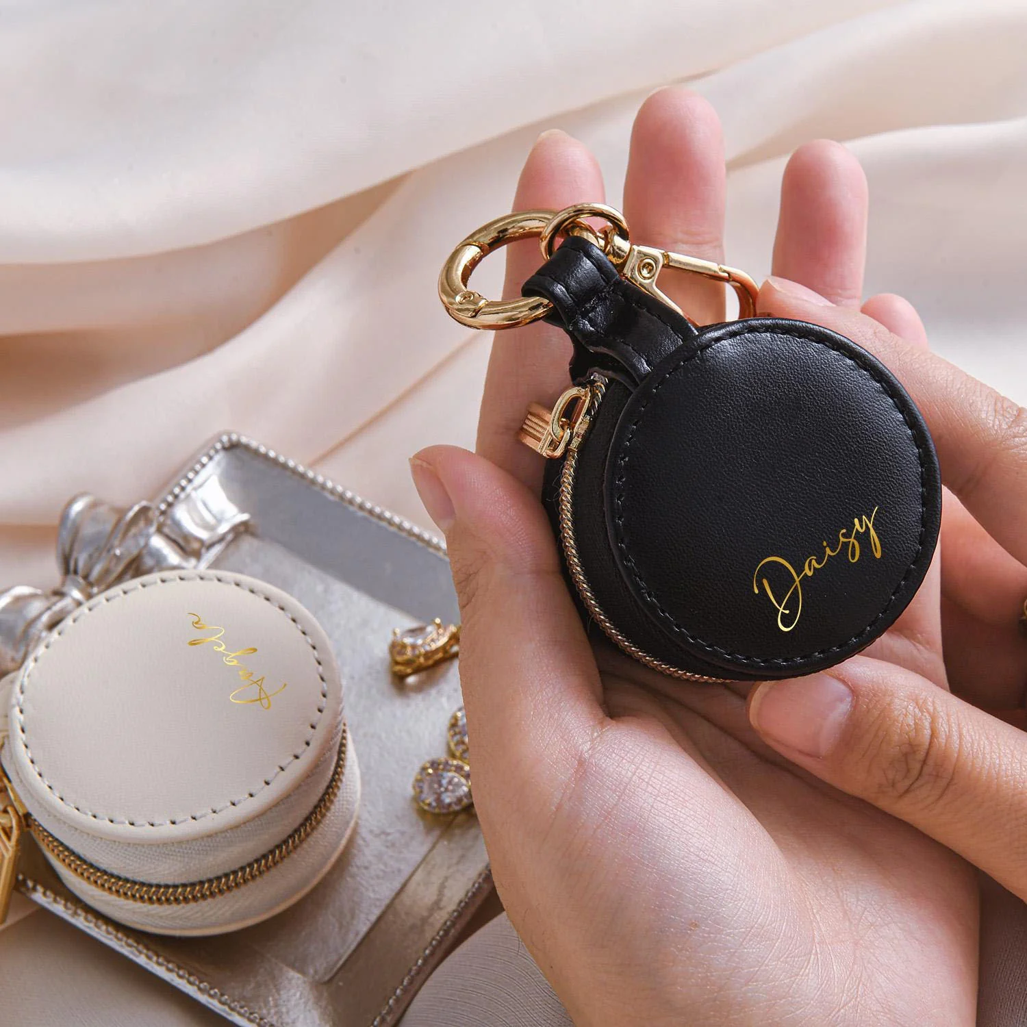 Personalized Name Bridesmaid Roundness Jewelry Box - Image 4