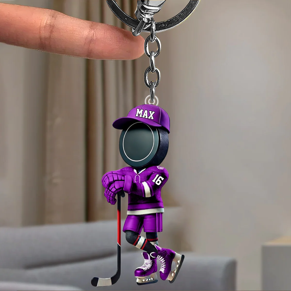 Personalized Name Cool Ice Hockey Acrylic Keychain - Image 2