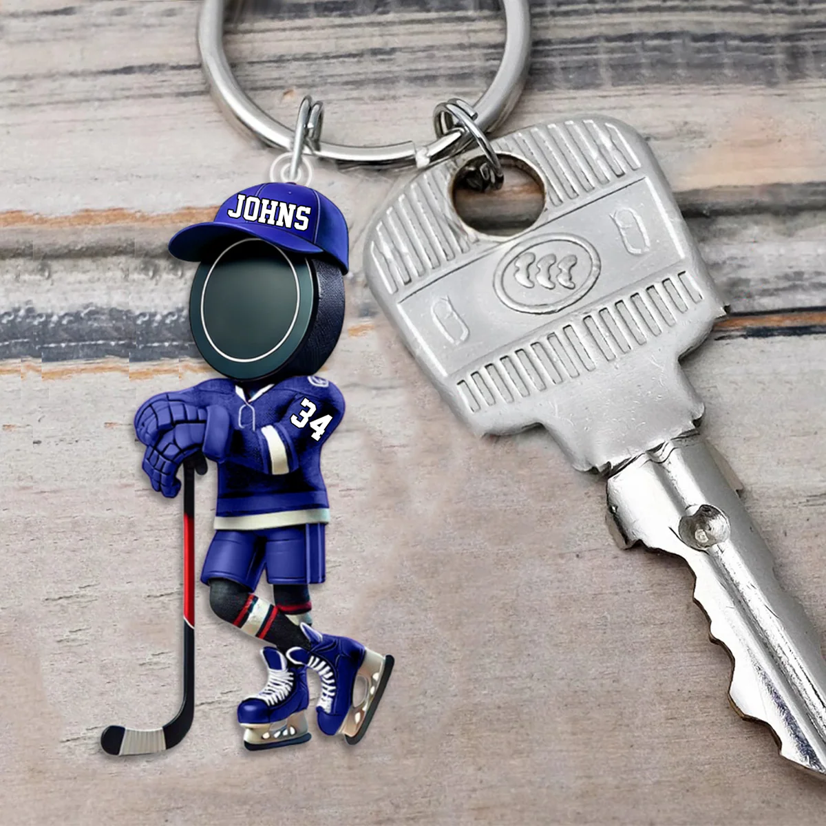 Personalized Name Cool Ice Hockey Acrylic Keychain - Image 3