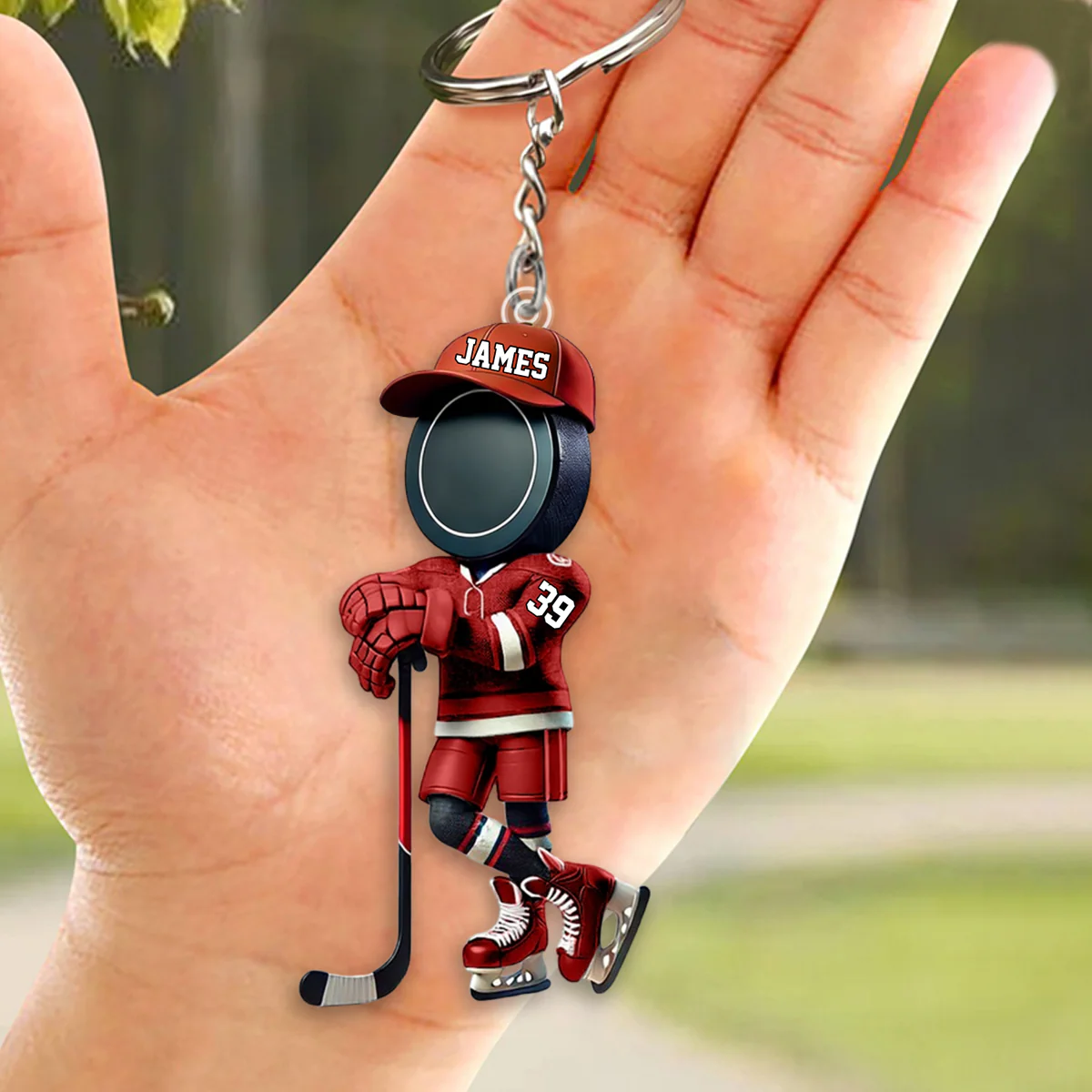 Personalized Name Cool Ice Hockey Acrylic Keychain - Image 4