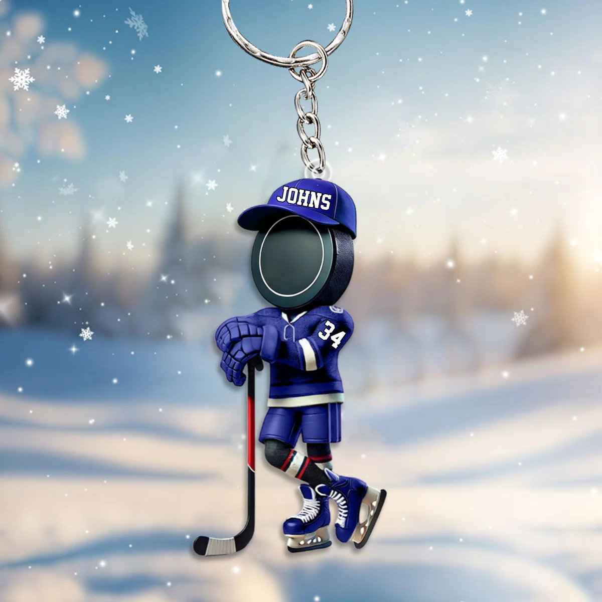 Personalized Name Cool Ice Hockey Acrylic Keychain - Image 5