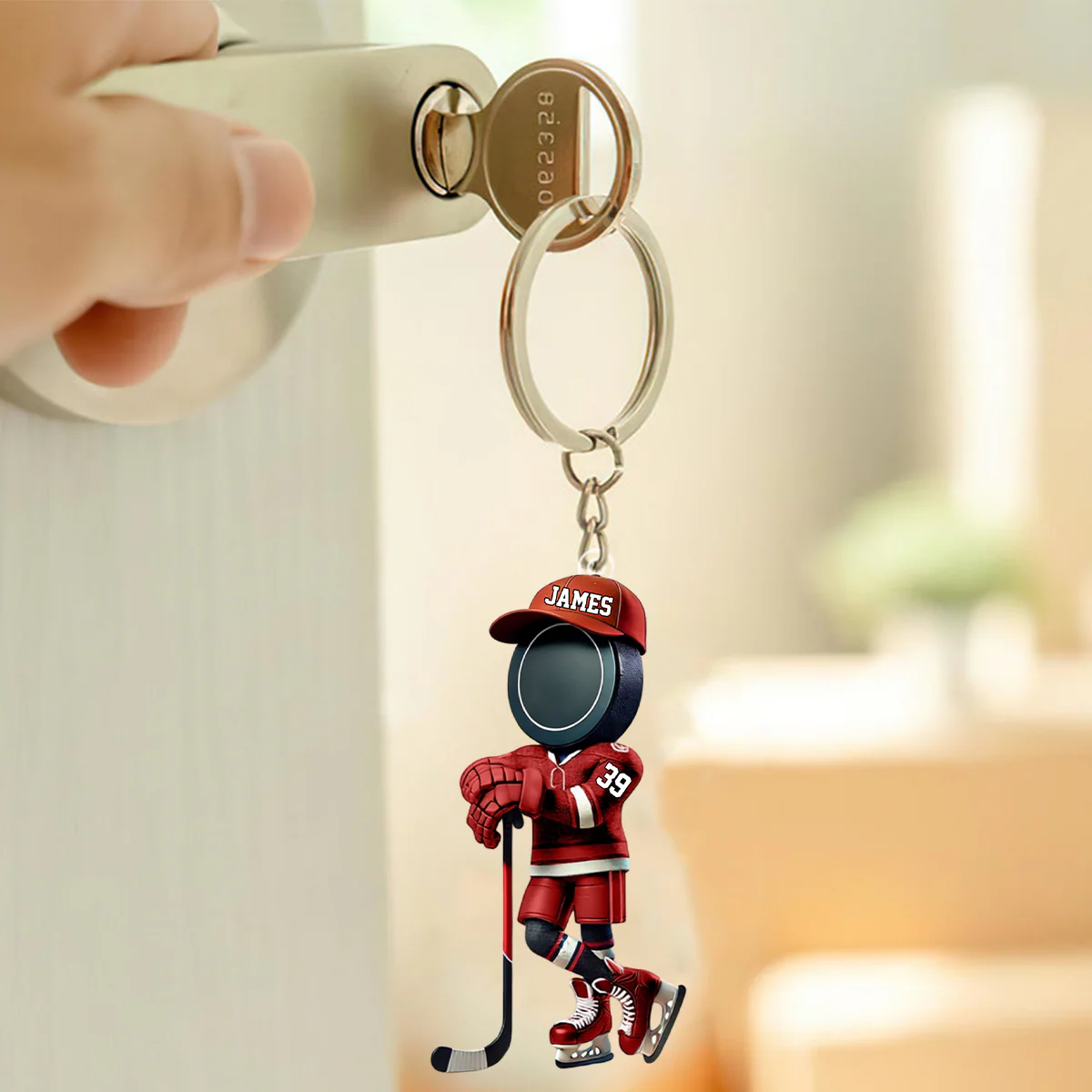 Personalized Name Cool Ice Hockey Acrylic Keychain - Image 6