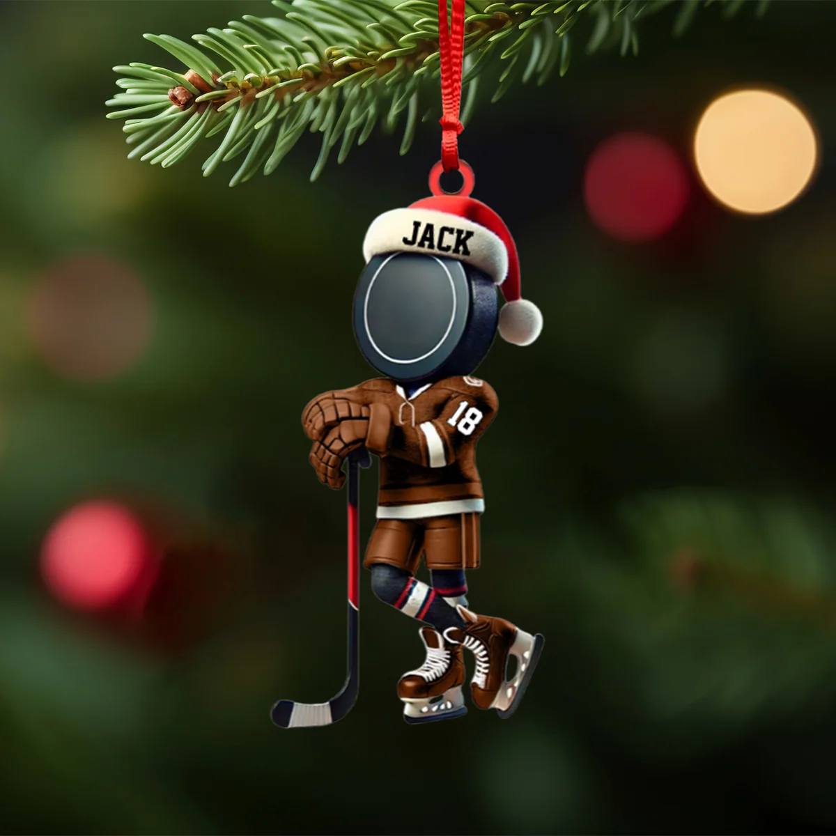 Personalized Name Cool Ice Hockey Ornament - Image 3