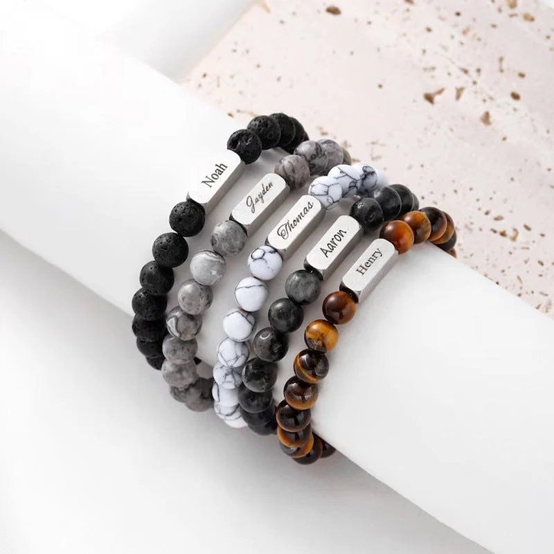 Personalized Name Crystal Beaded Bracelet, Tiger Eye Stone Bracelet - Image 9