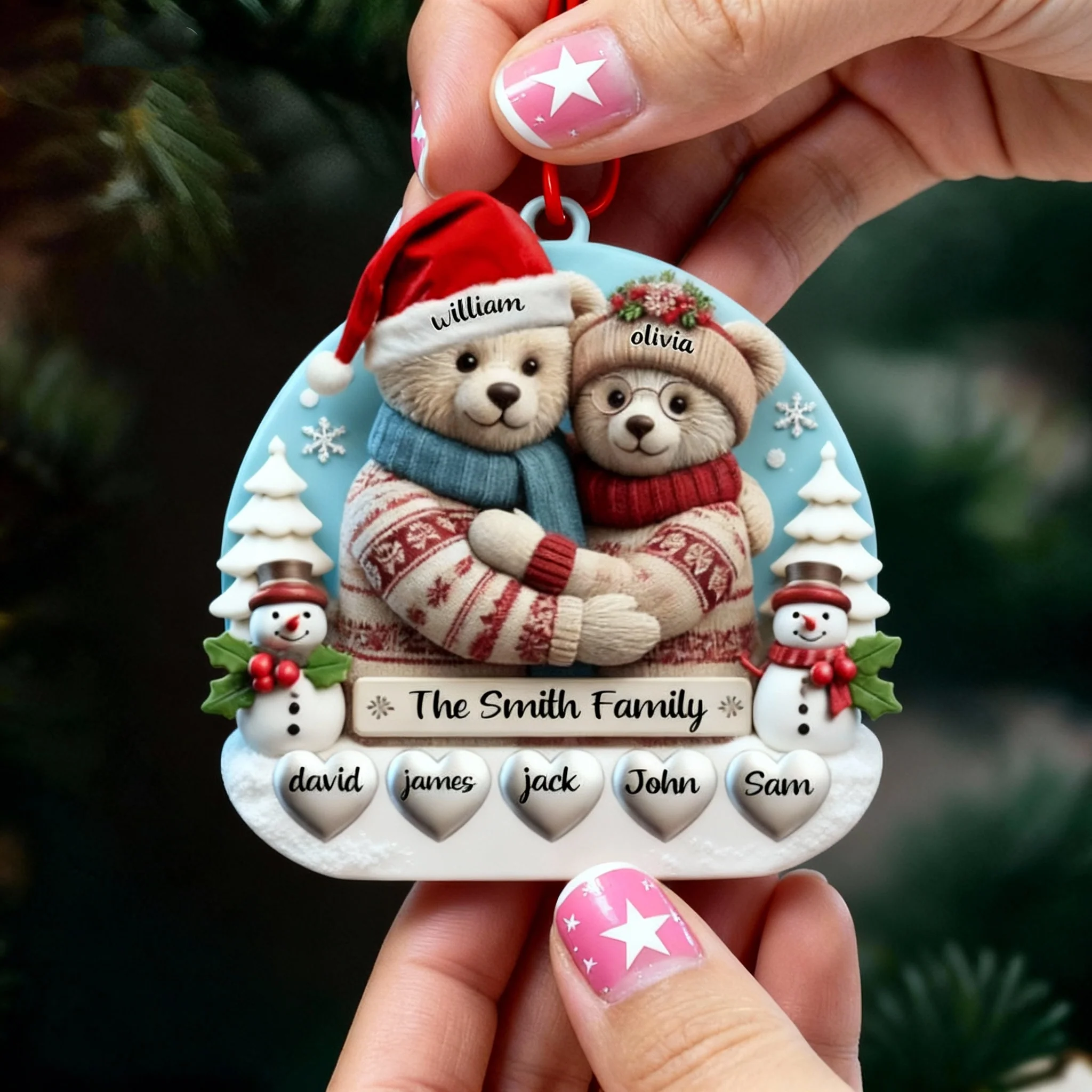 Personalized Name Family Bear Christmas Ornament Family Christmas Gift - Image 4