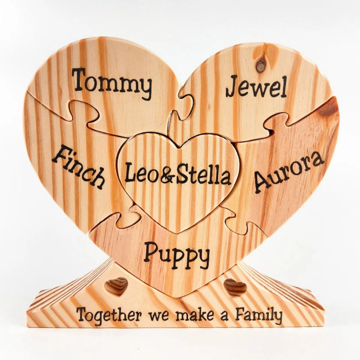 Personalized Name Family Puzzle,Family Wood Heart "Unity" Puzzle,Gift for Mom - Image 2