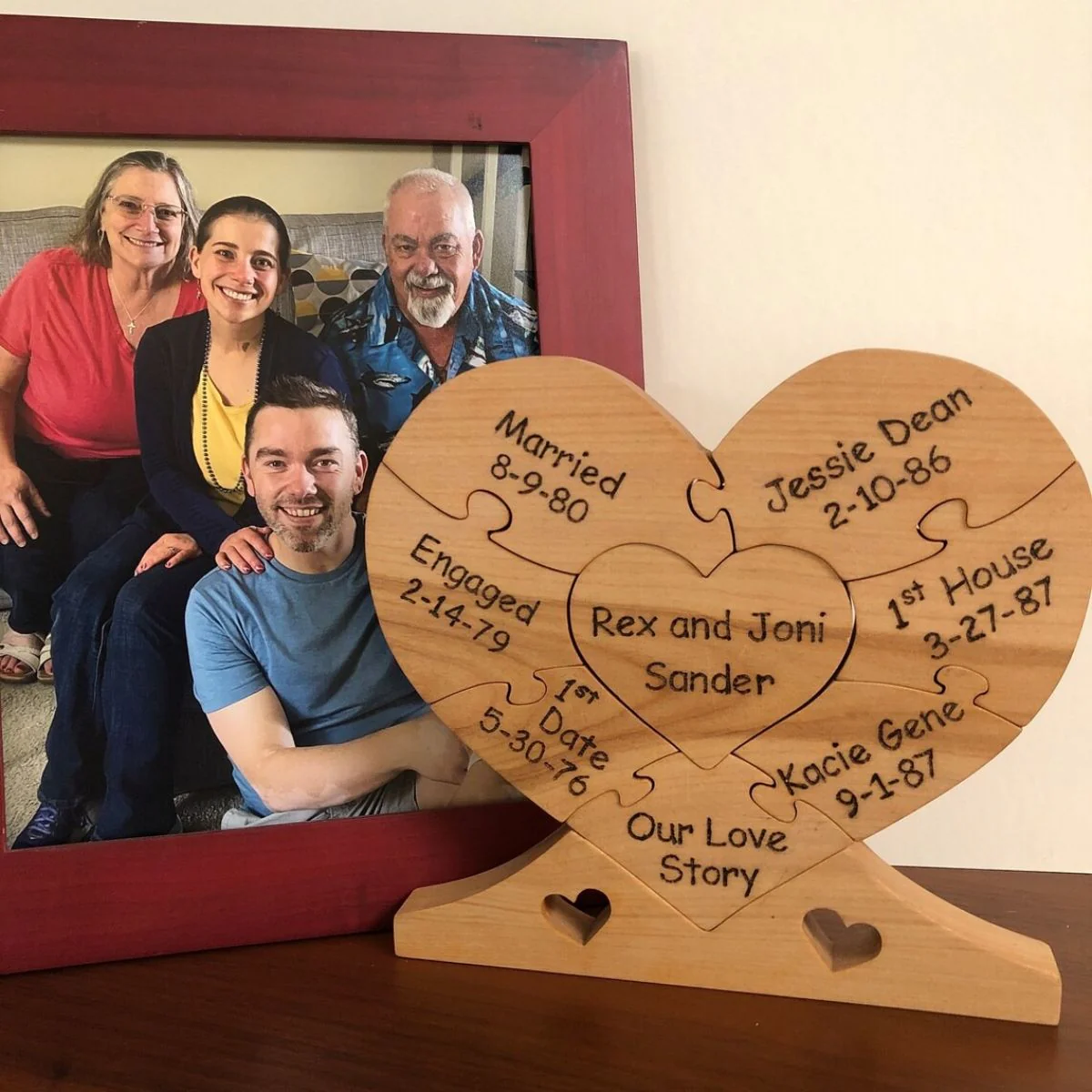 Personalized Name Family Puzzle,Family Wood Heart "Unity" Puzzle,Gift for Mom - Image 3