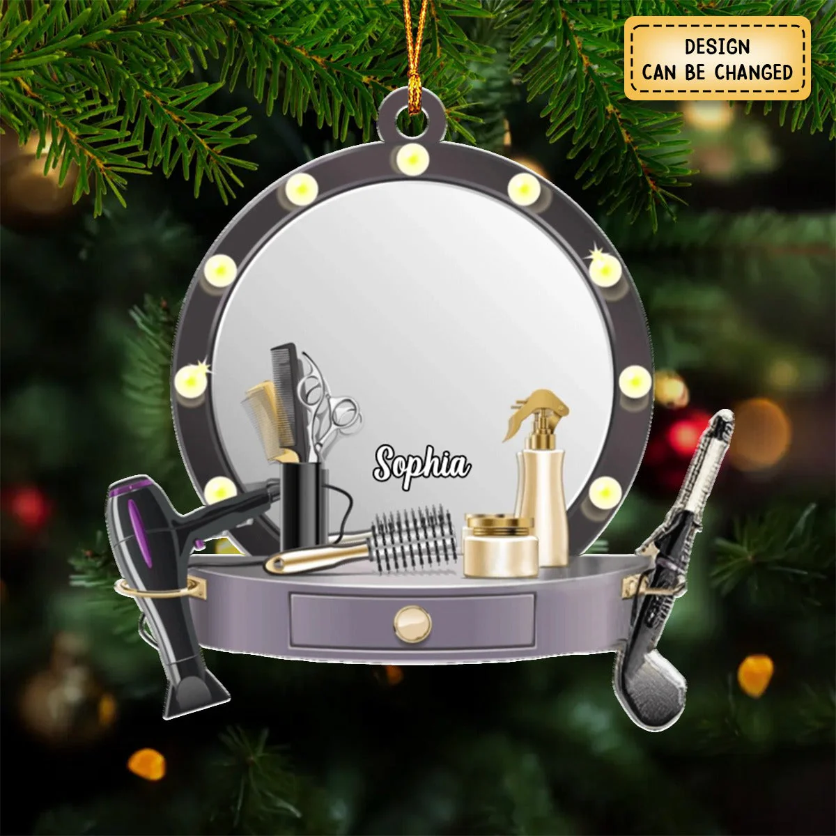 Personalized Name Hair Stylist Tool Christmas Ornament, Gift For Hairdresser Barber - Image 2