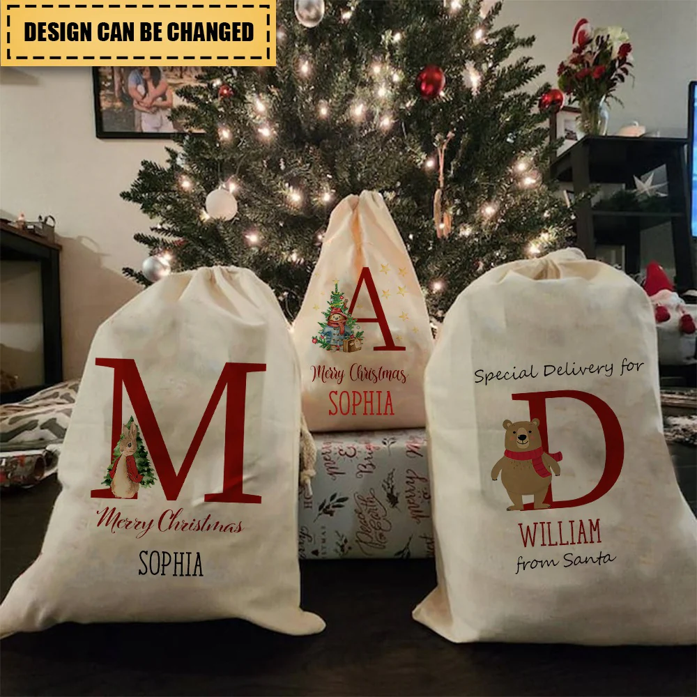 Personalized Name & Initial Christmas Gift Sack - Image 4
