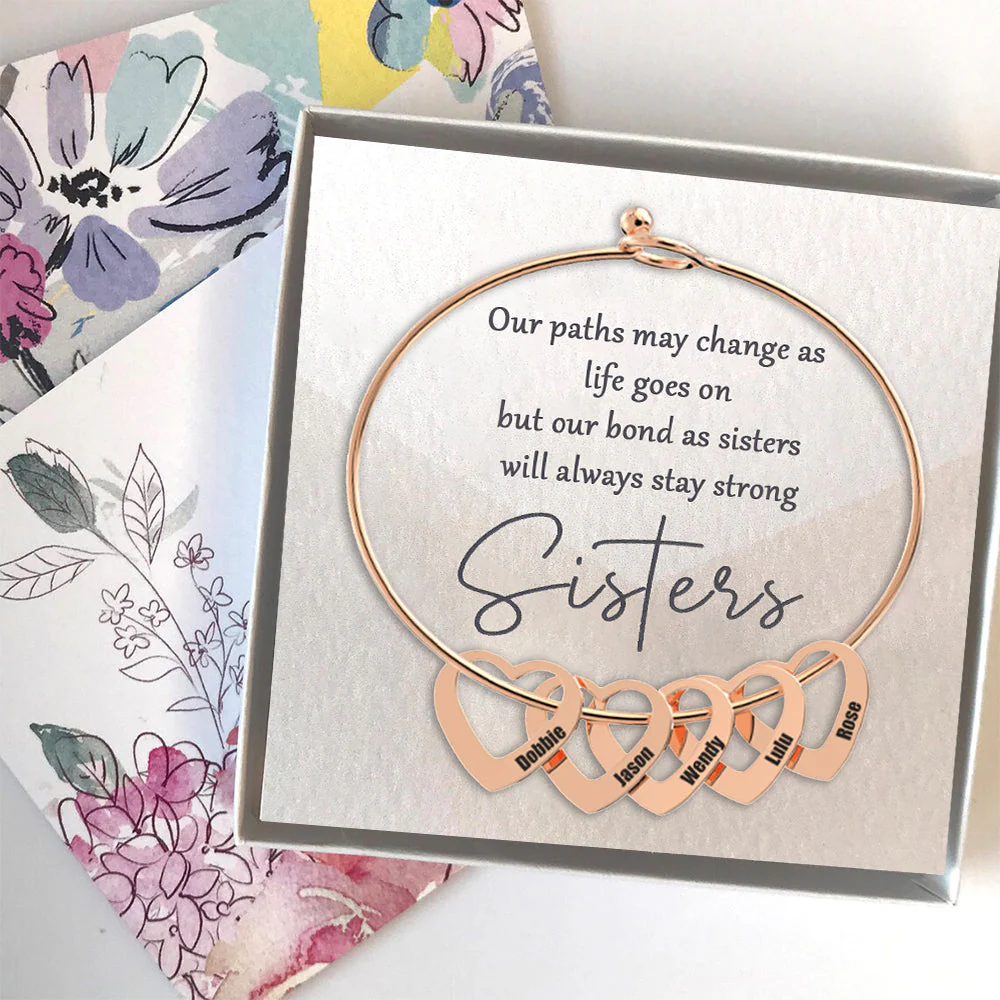 Personalized Name Sister Heart Bracelets - Image 3