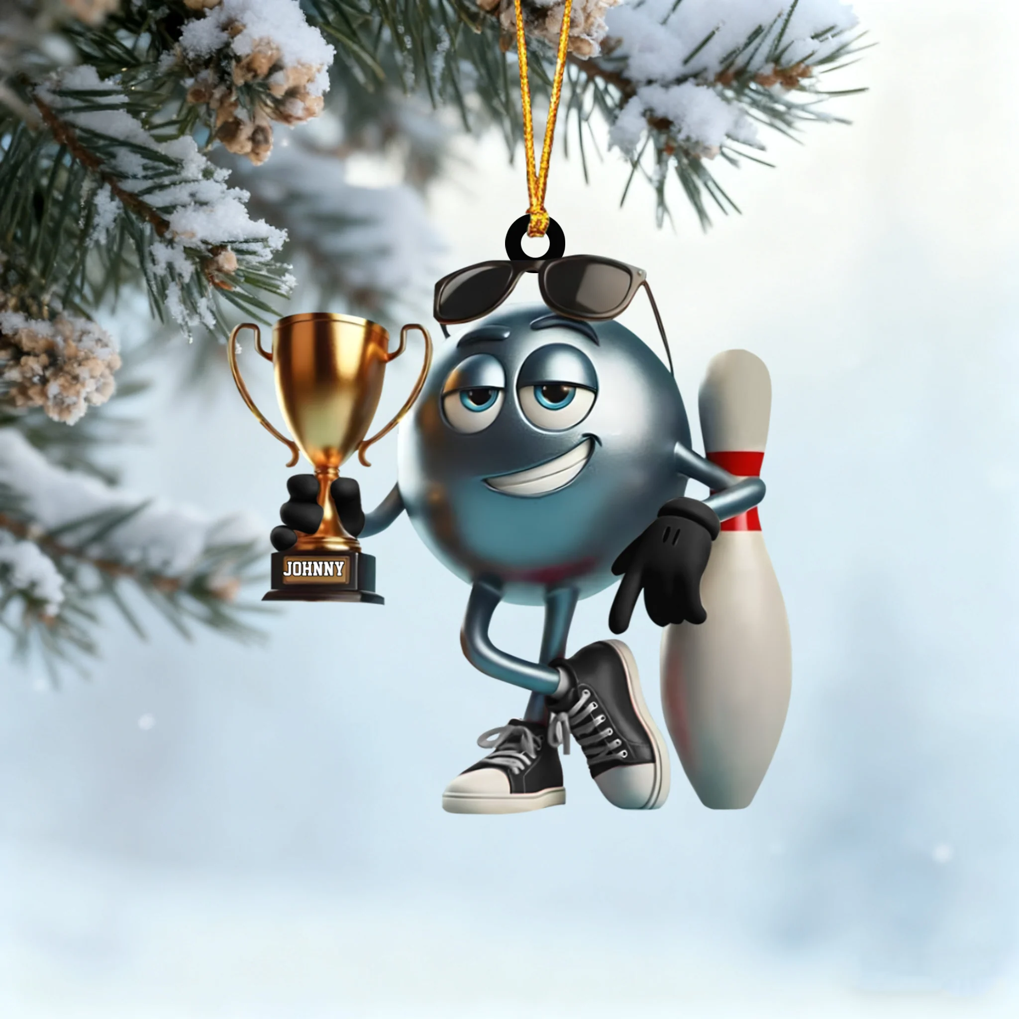 Personalized Name Trophy Bowling Ornament, Bowling Lover Gift - Image 3