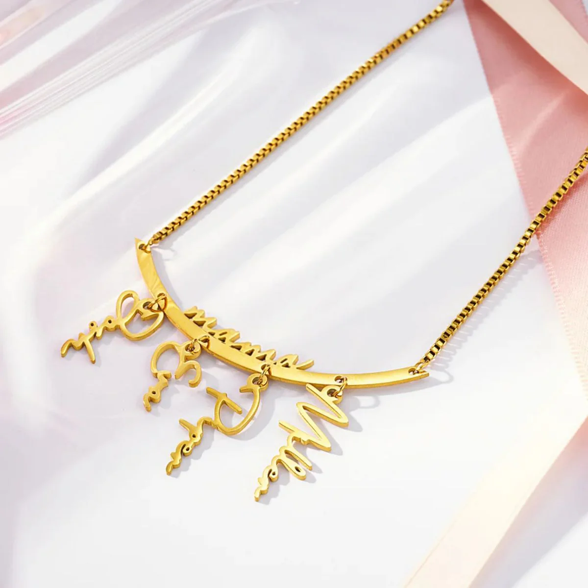 Personalized Names Hanging Grandma Mom Family Necklace with 1-7 Names - Image 8