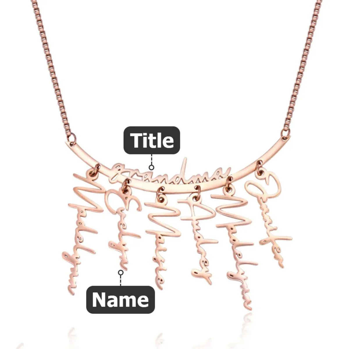 Personalized Names Hanging Grandma Mom Family Necklace with 1-7 Names - Image 9