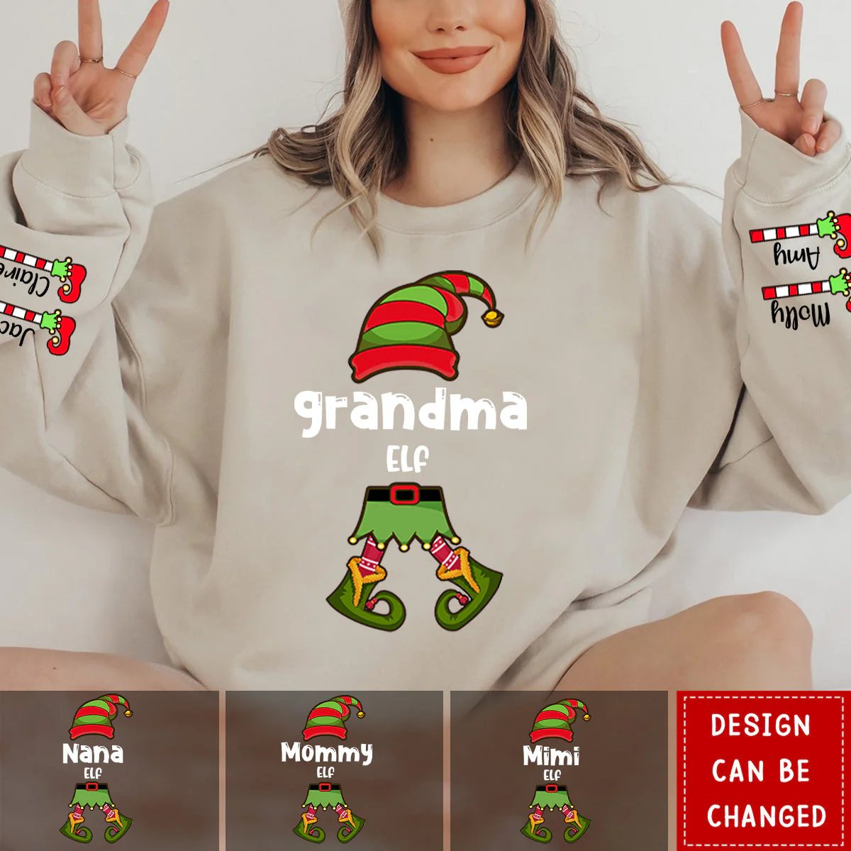 Personalized Nana Elf - Happy Christmas Sweatshirt - Image 3