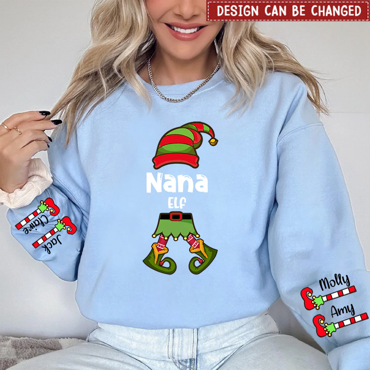 Personalized Nana Elf - Happy Christmas Sweatshirt - Image 4